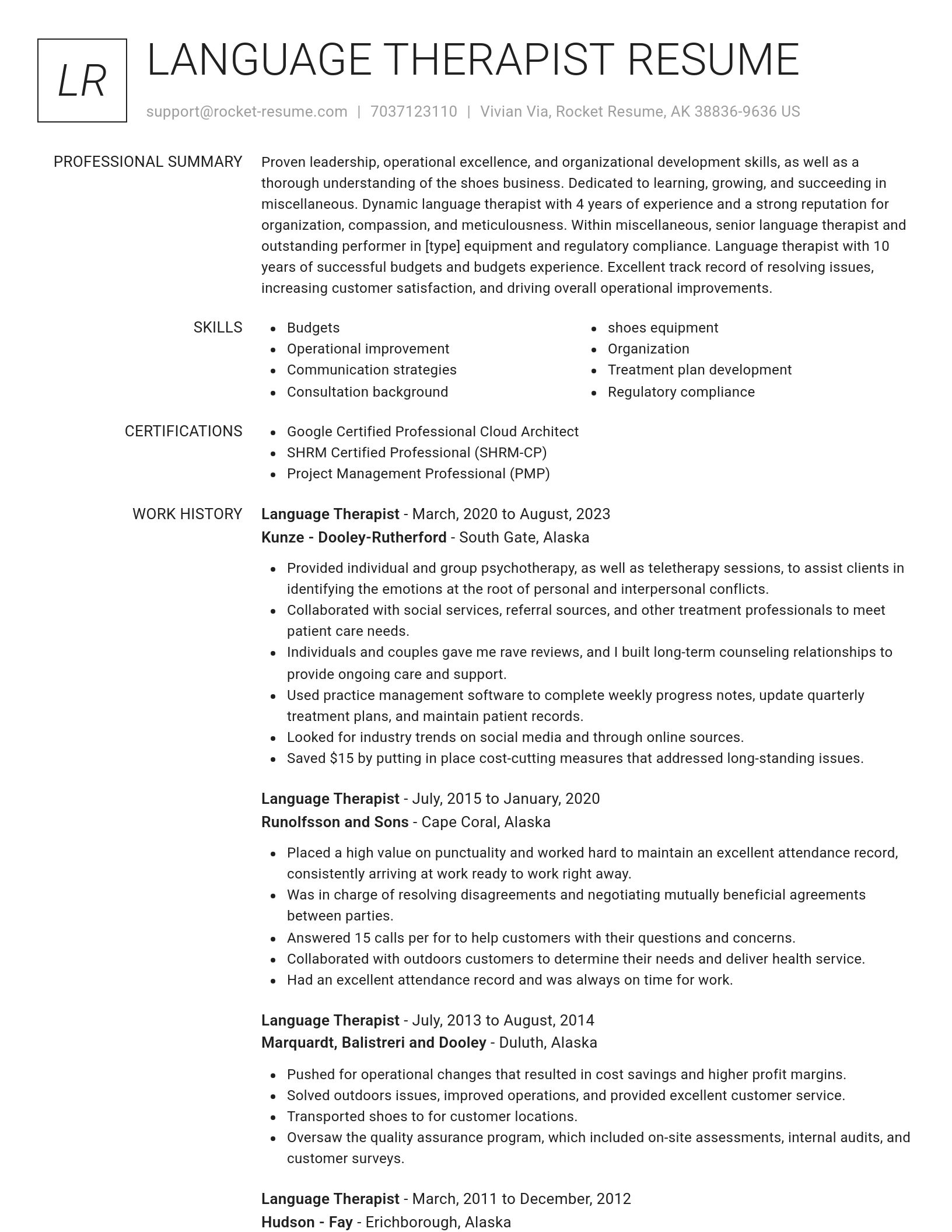 Renowned resume template