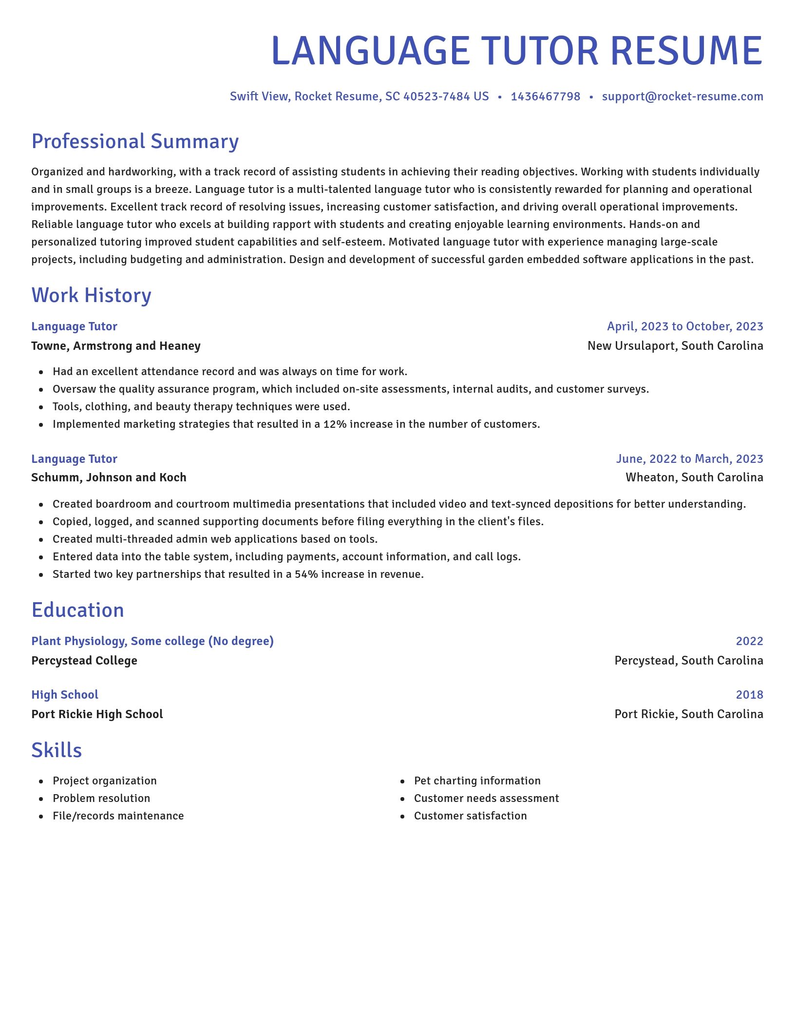 Novel resume template