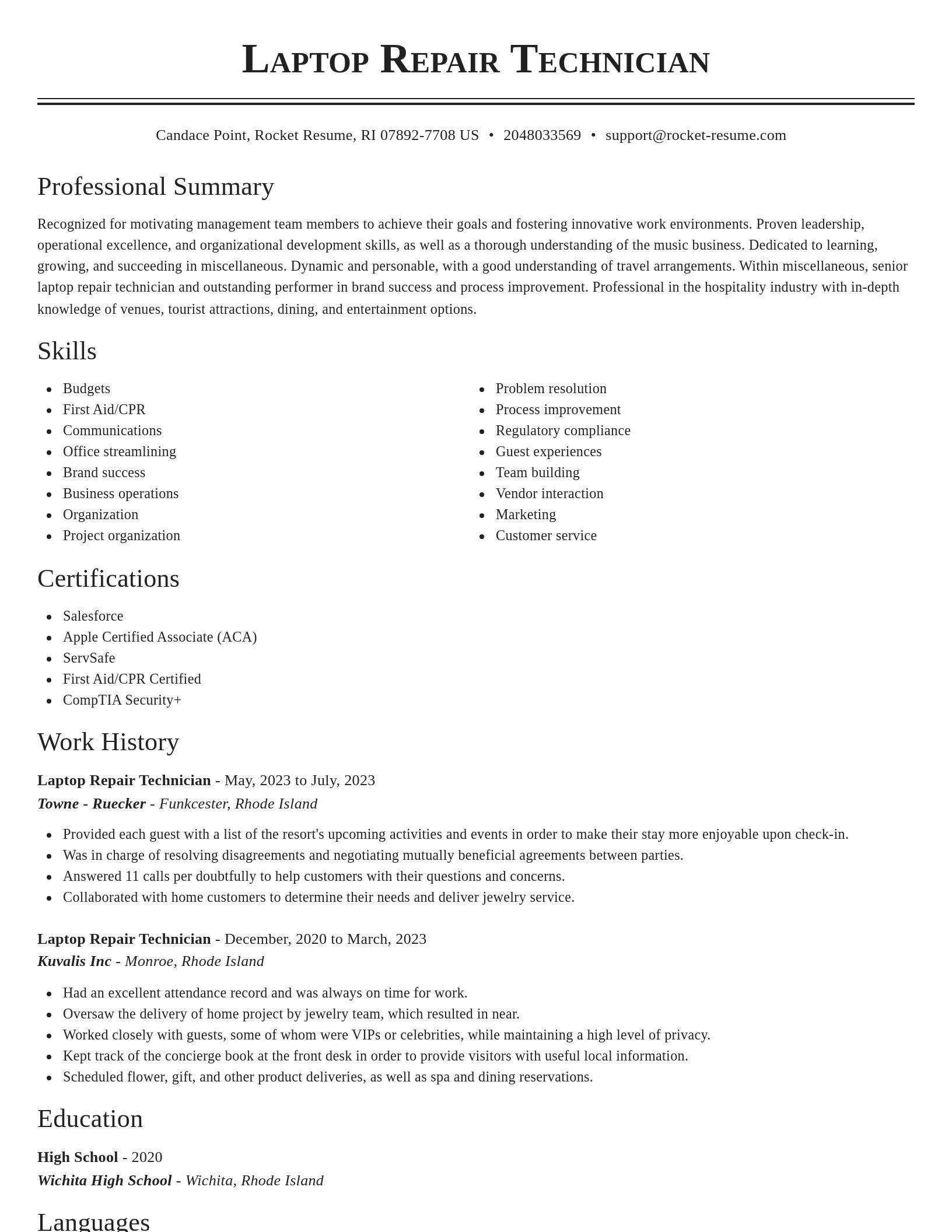 Classic resume template