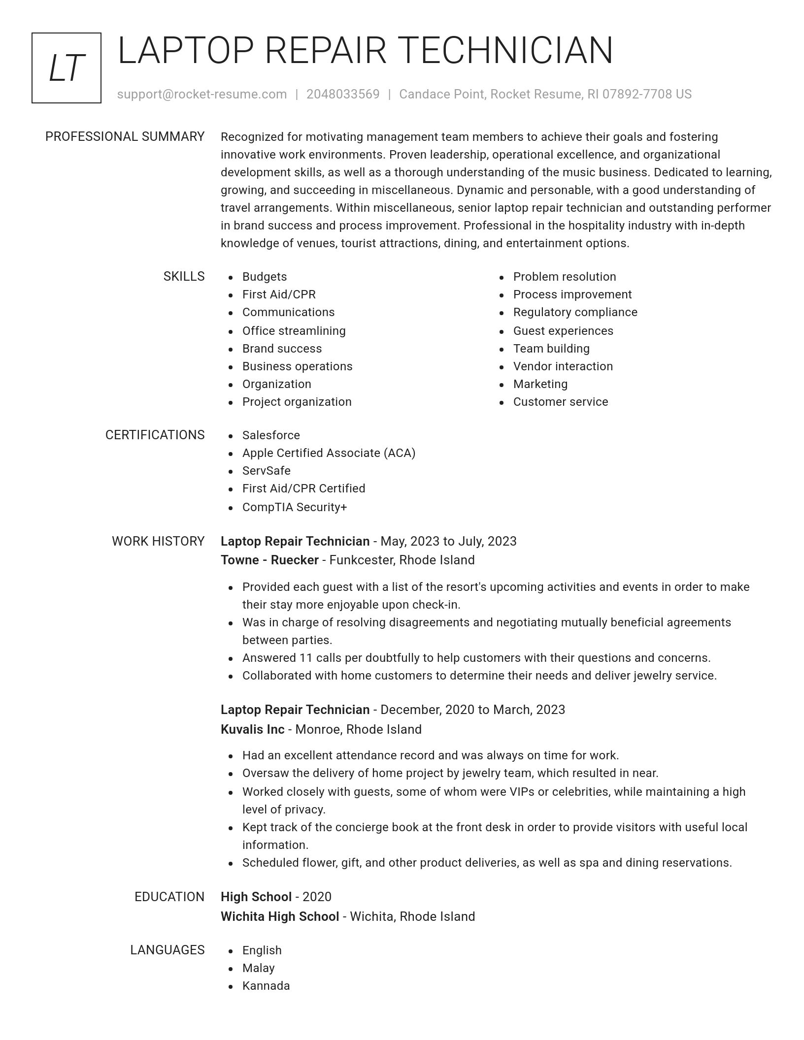 Renowned resume template