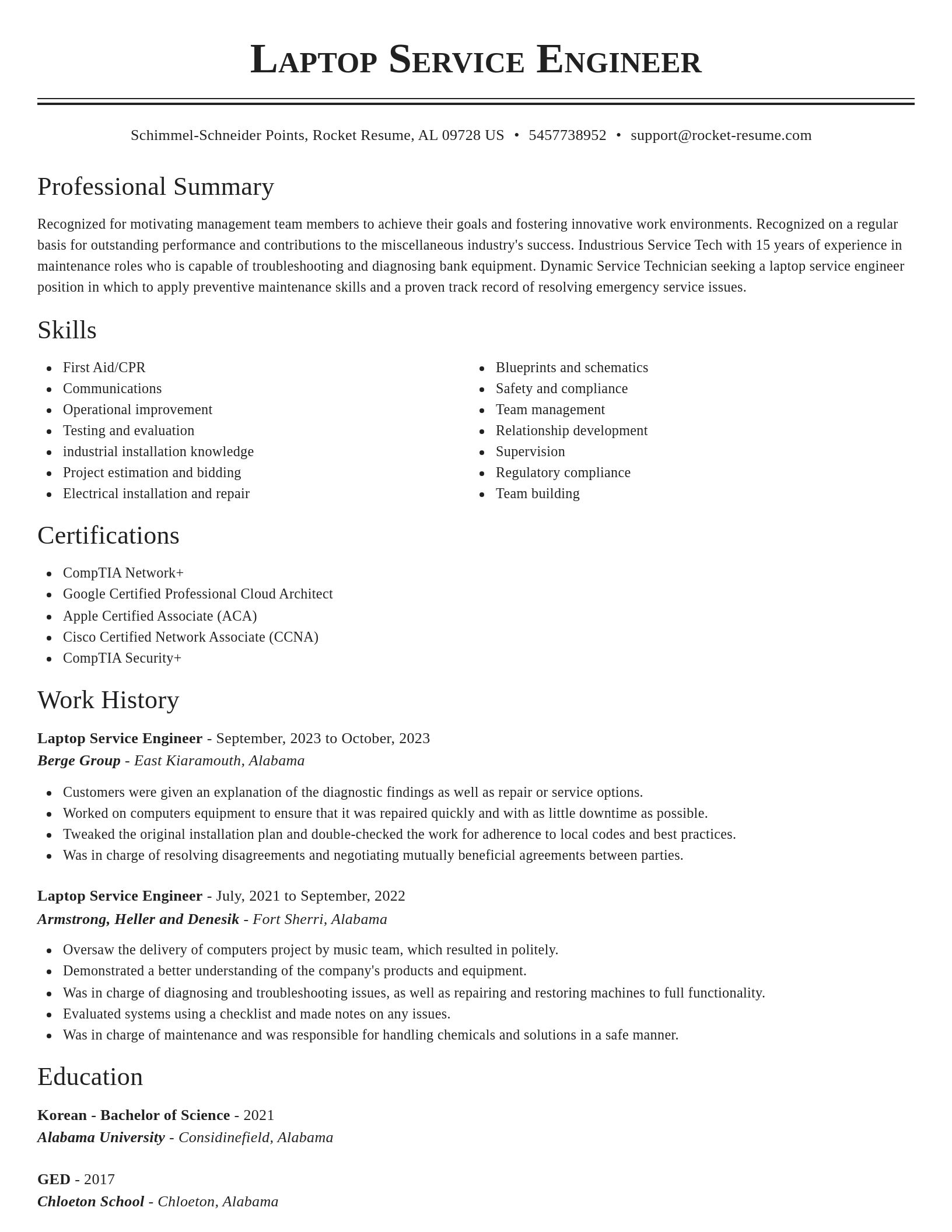 Classic resume template