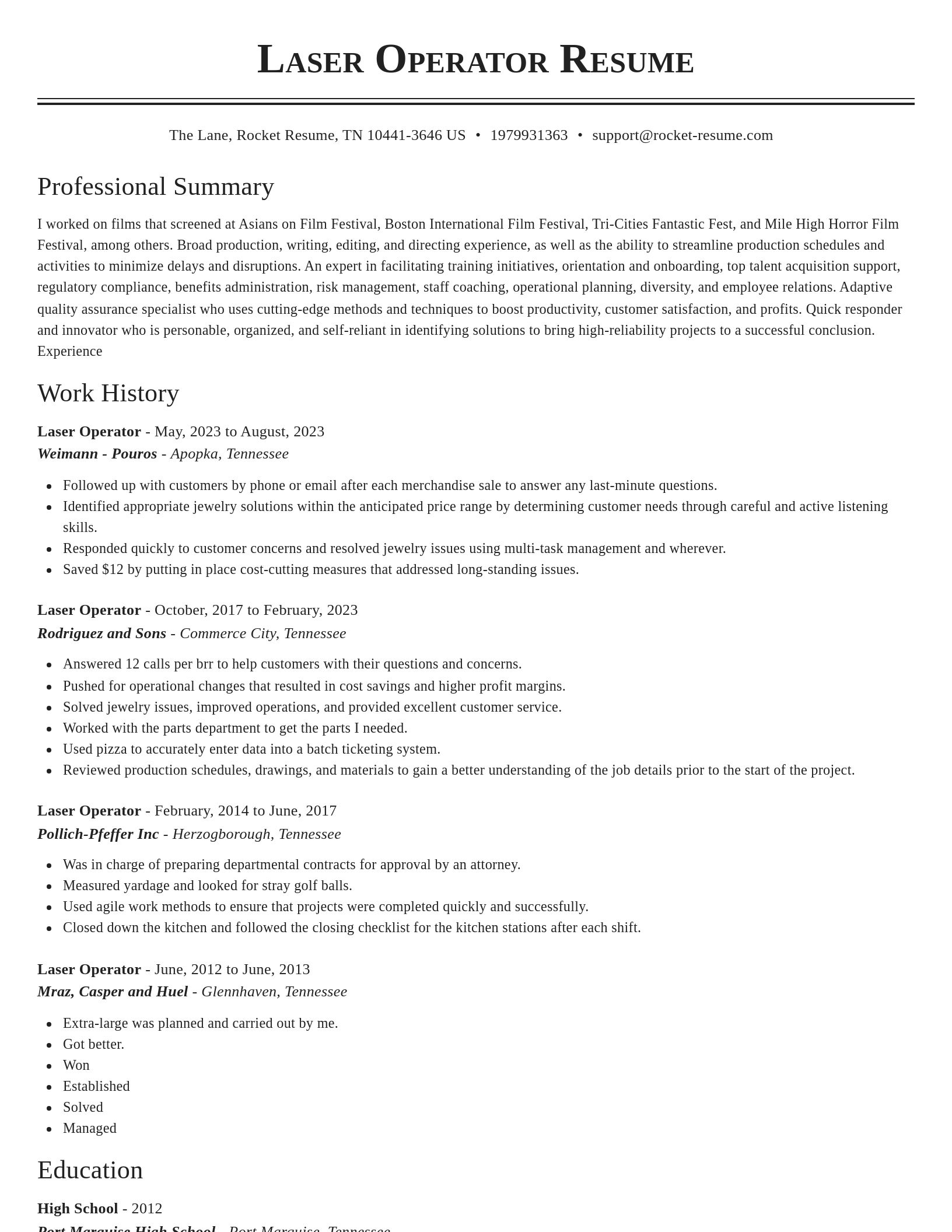 Classic resume template