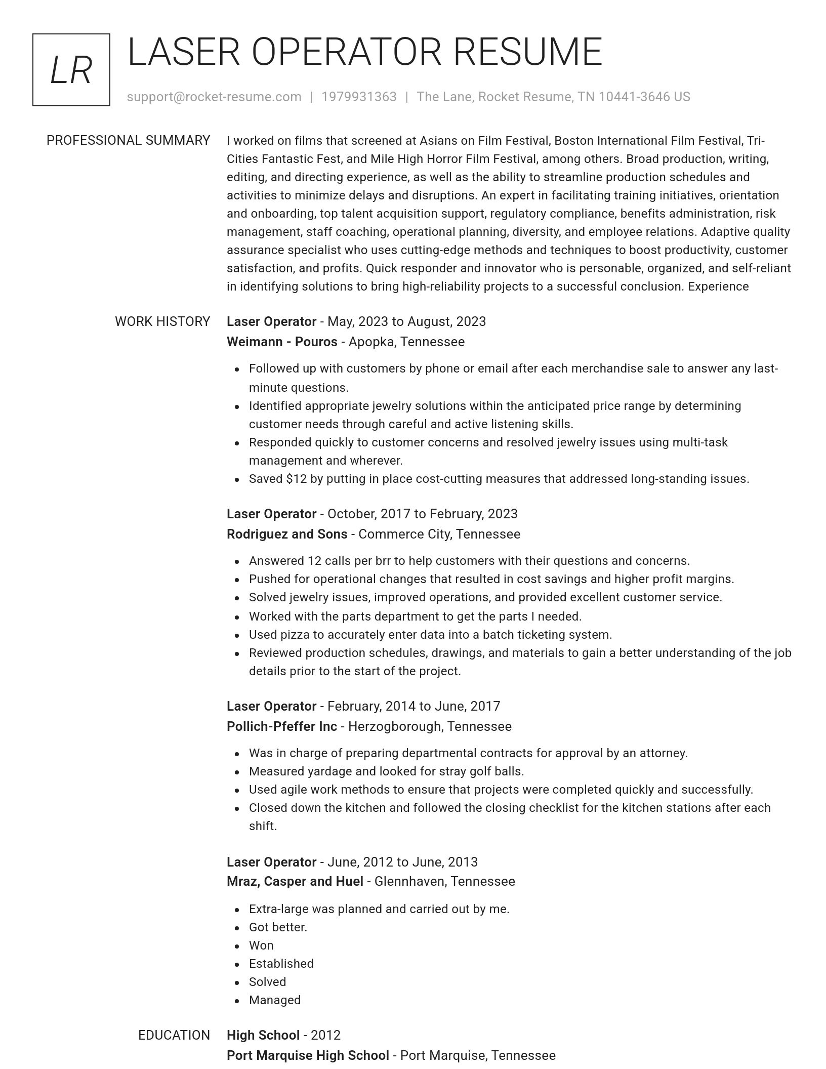 Renowned resume template