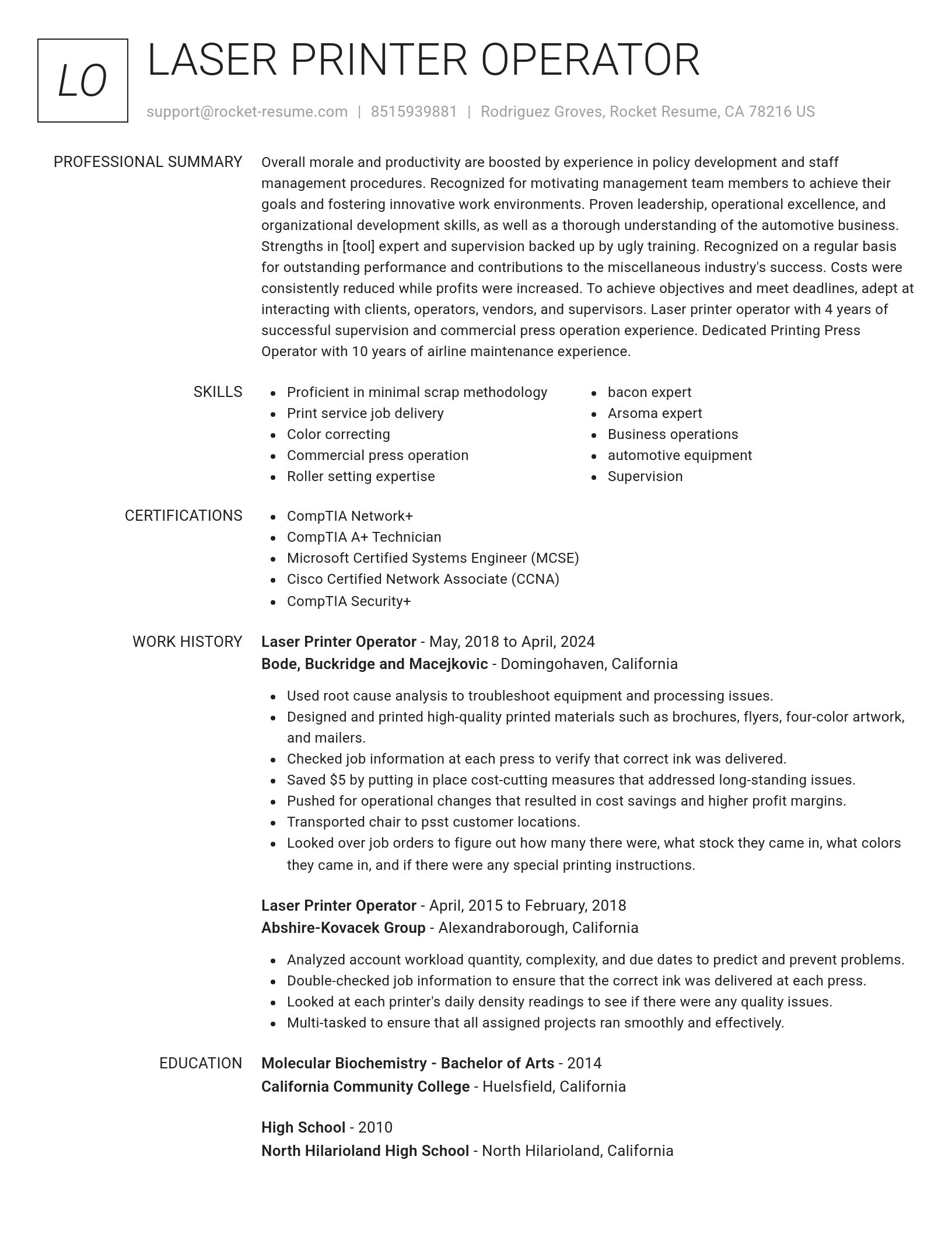 Renowned resume template