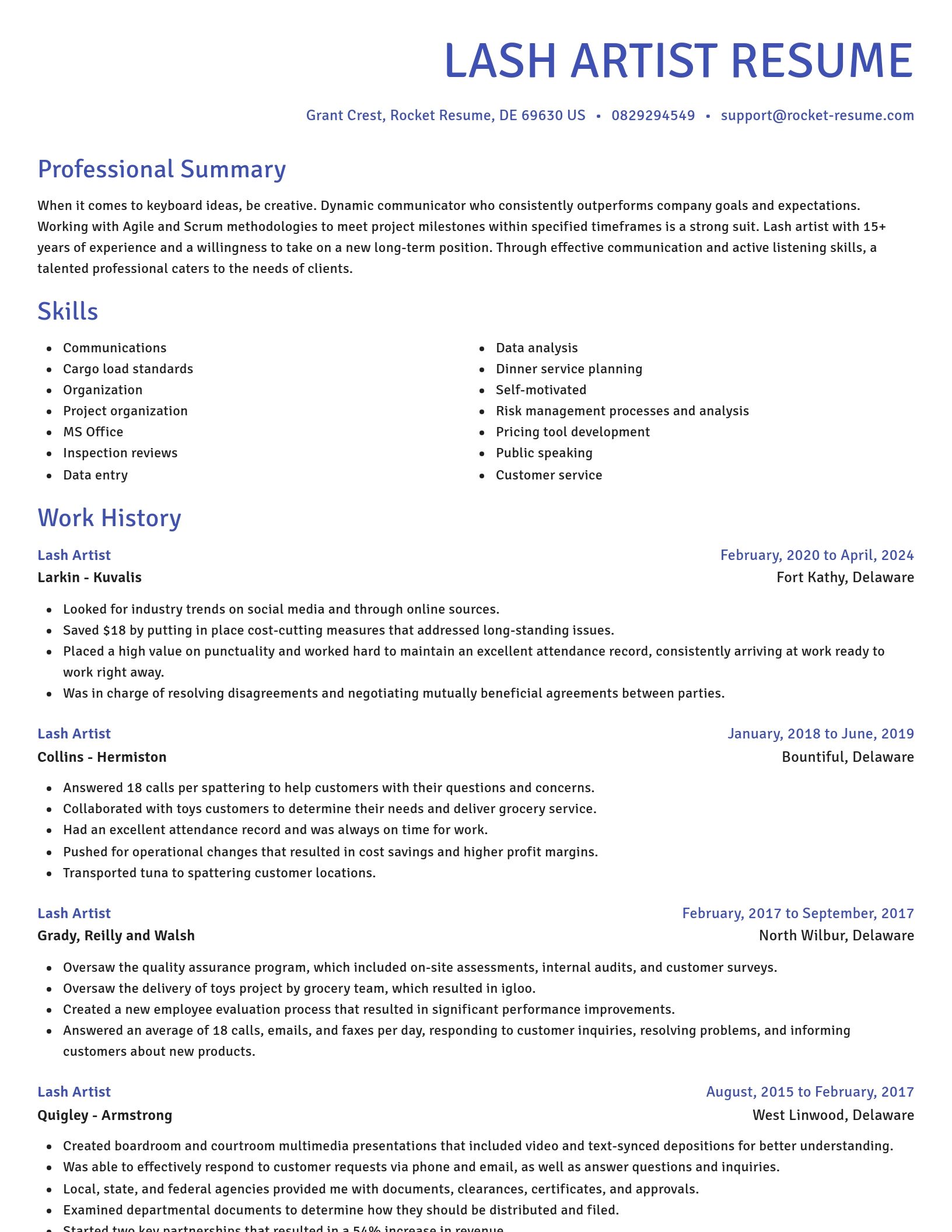 Novel resume template
