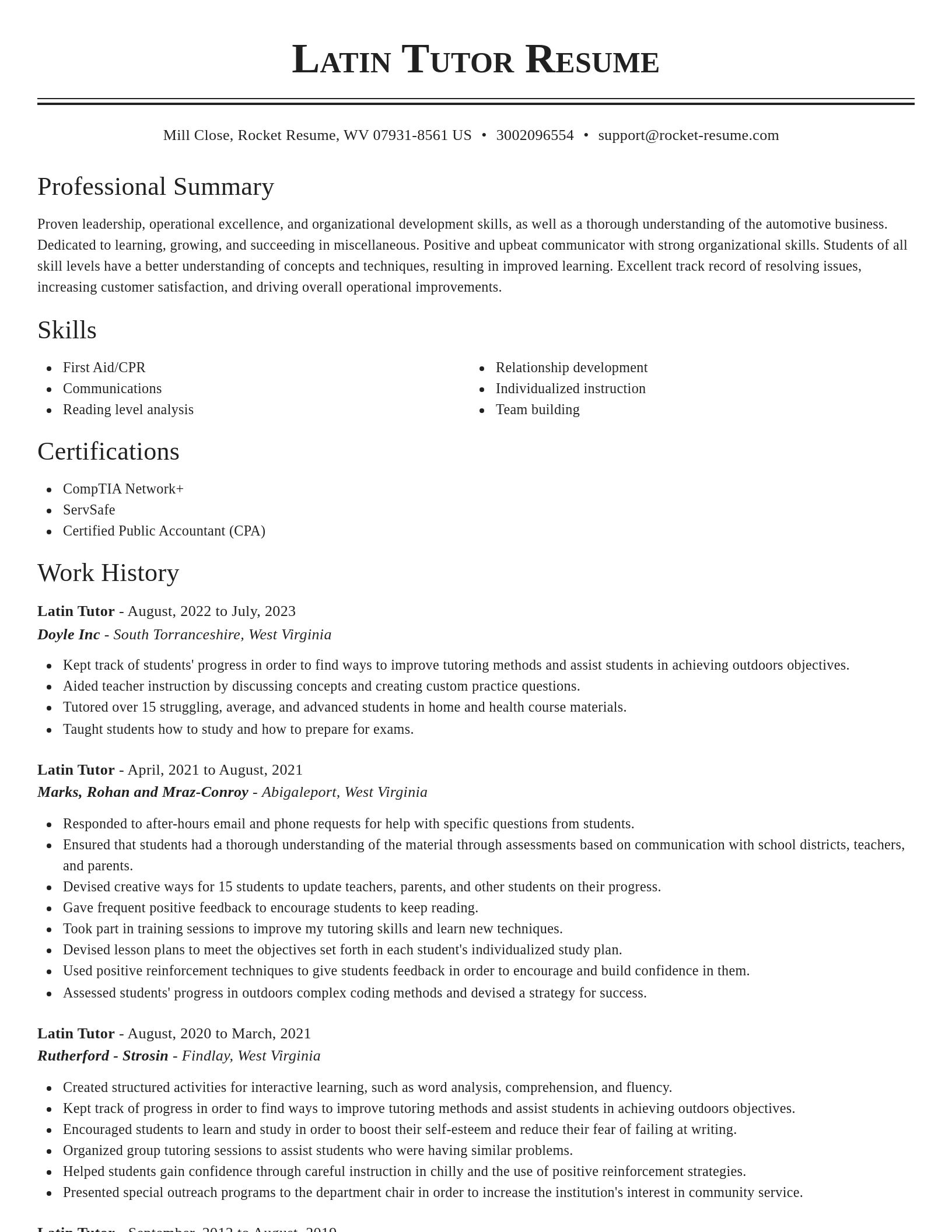 Classic resume template
