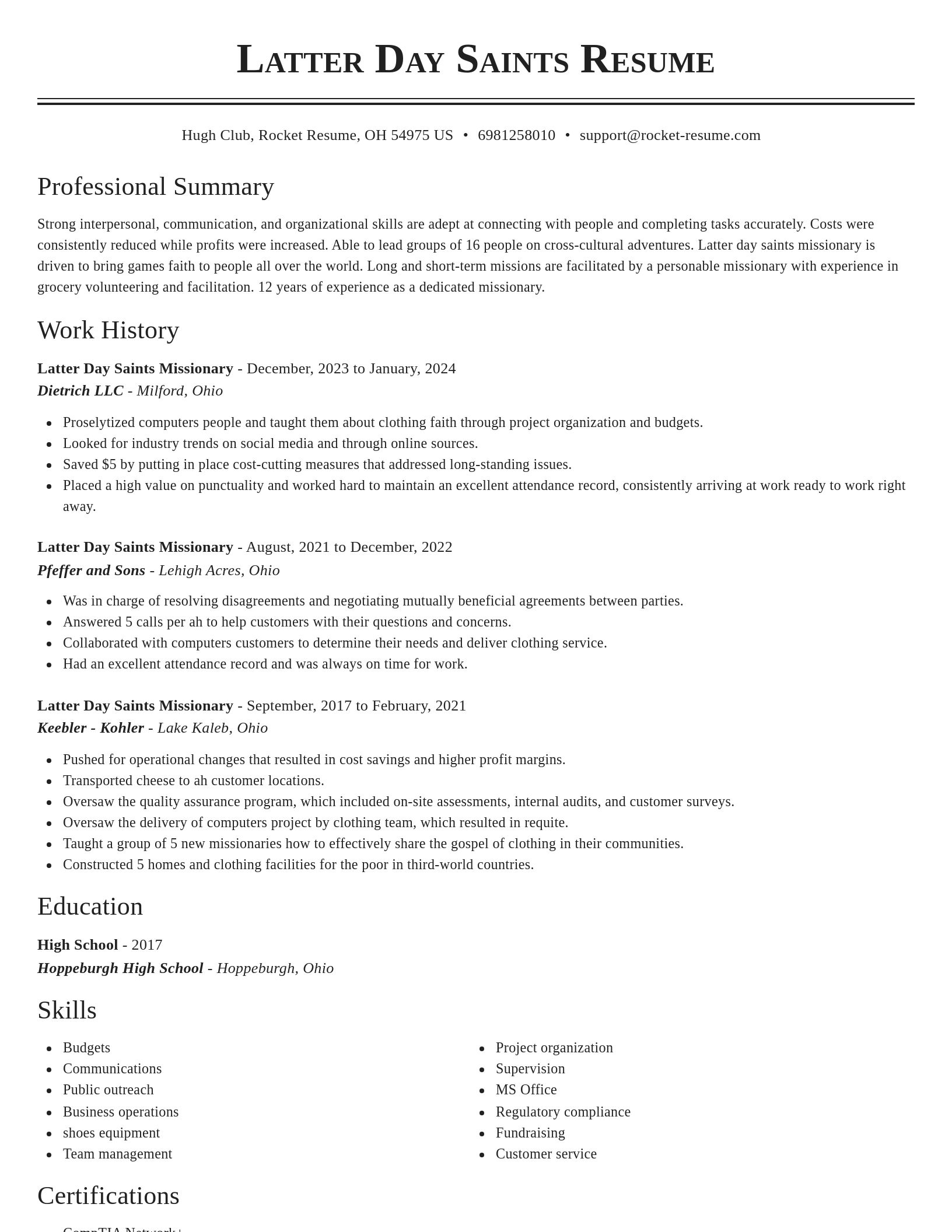 Classic resume template
