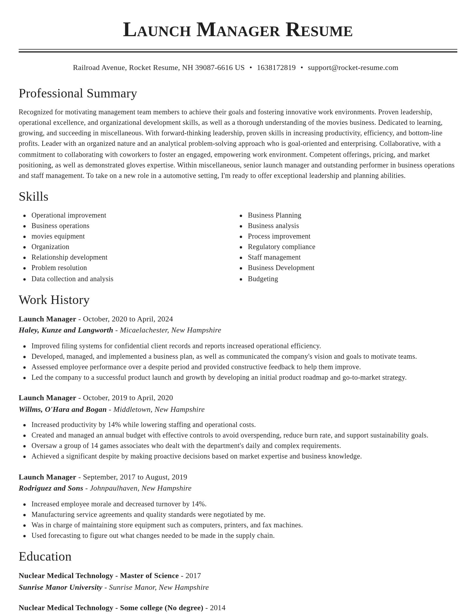 Classic resume template