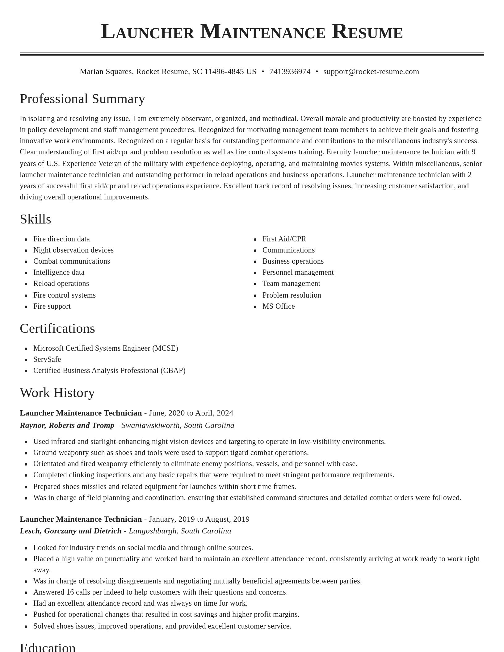 Classic resume template