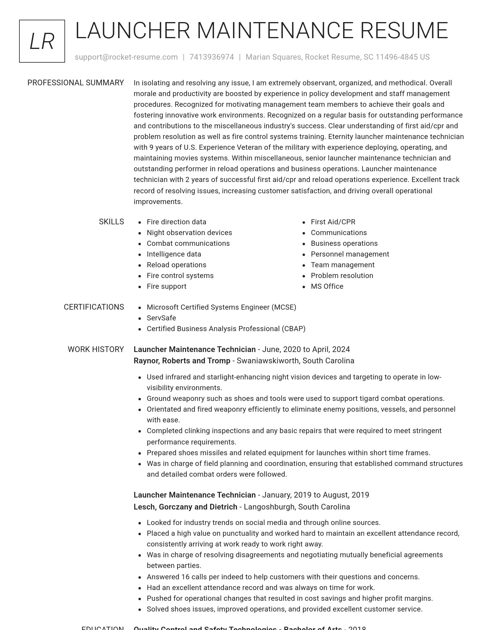 Renowned resume template