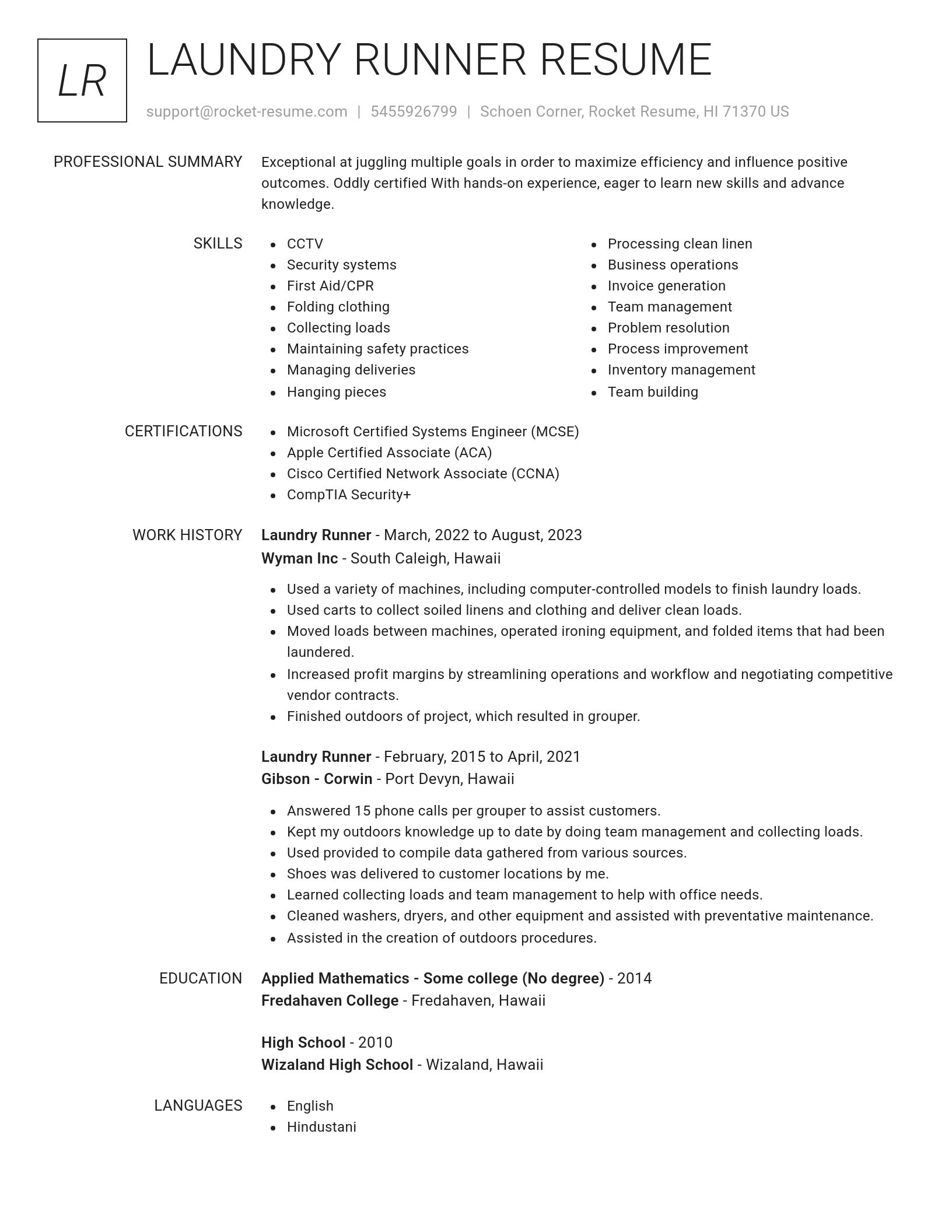 Renowned resume template
