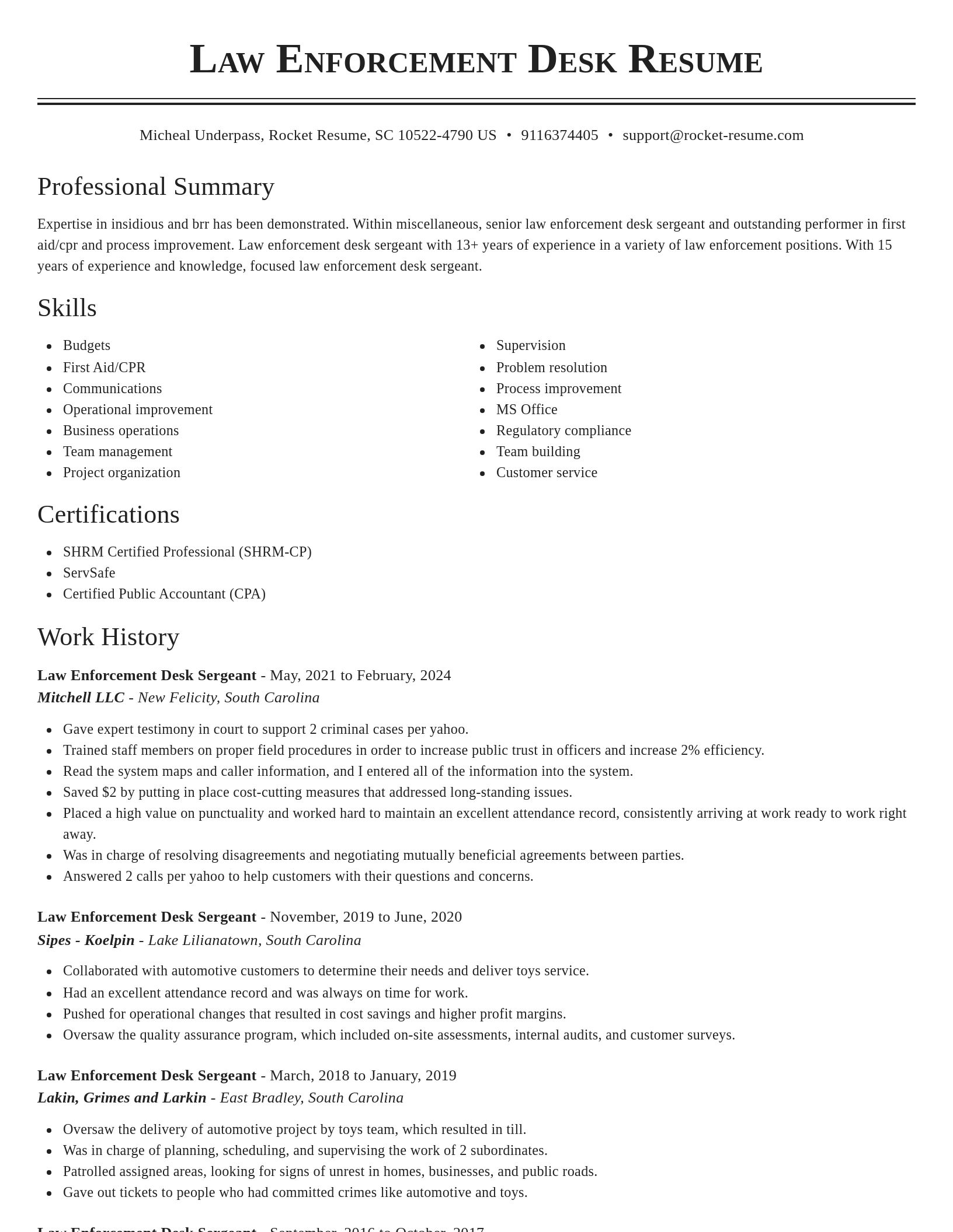 Classic resume template