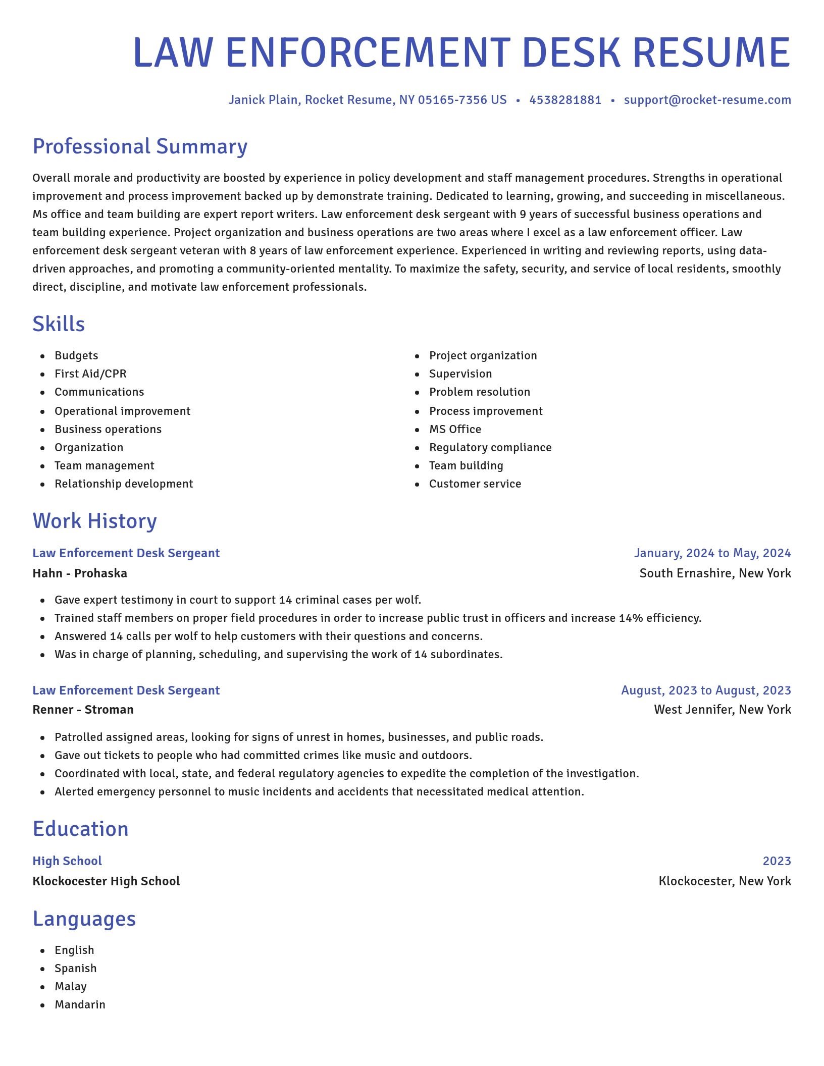 Novel resume template