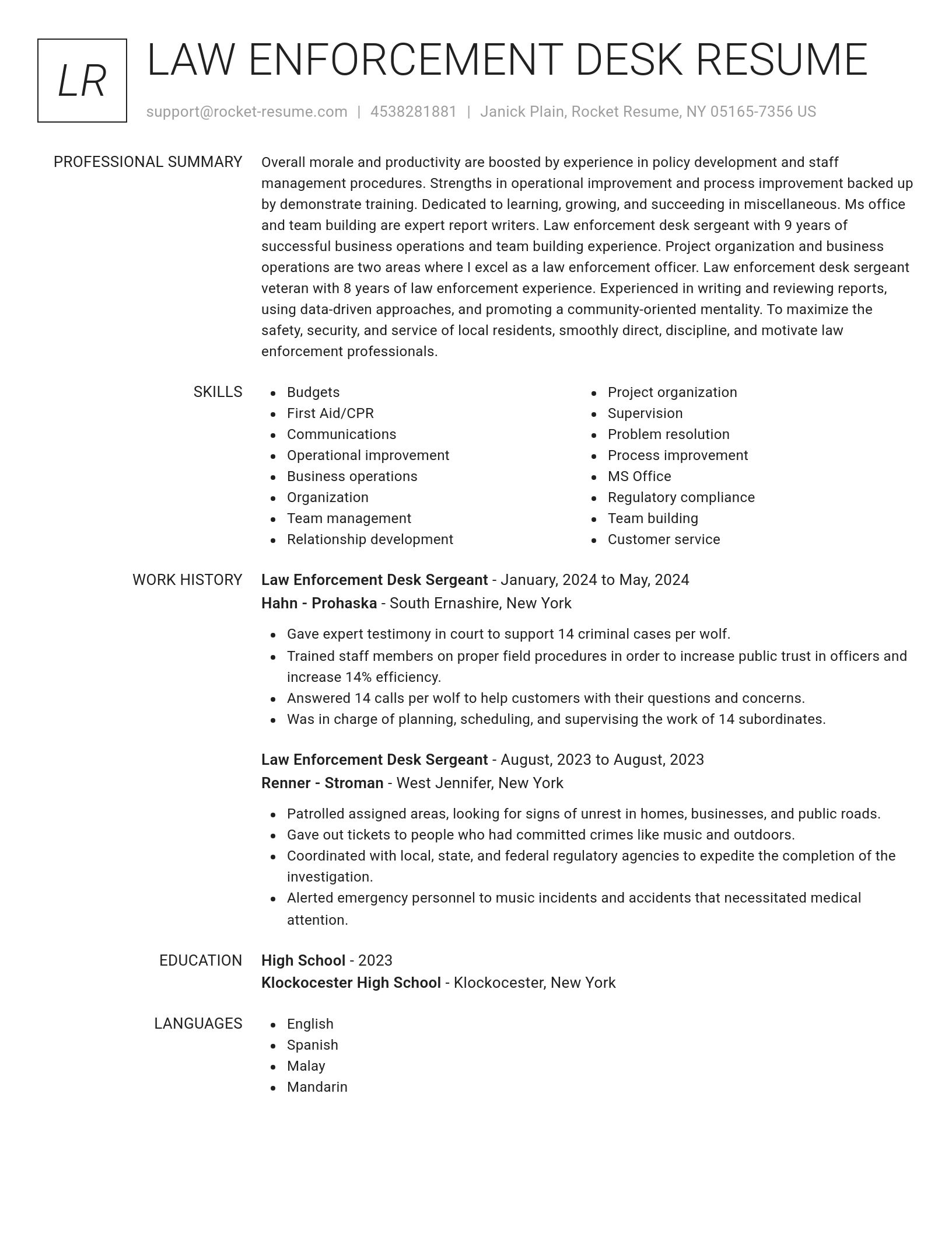 Renowned resume template