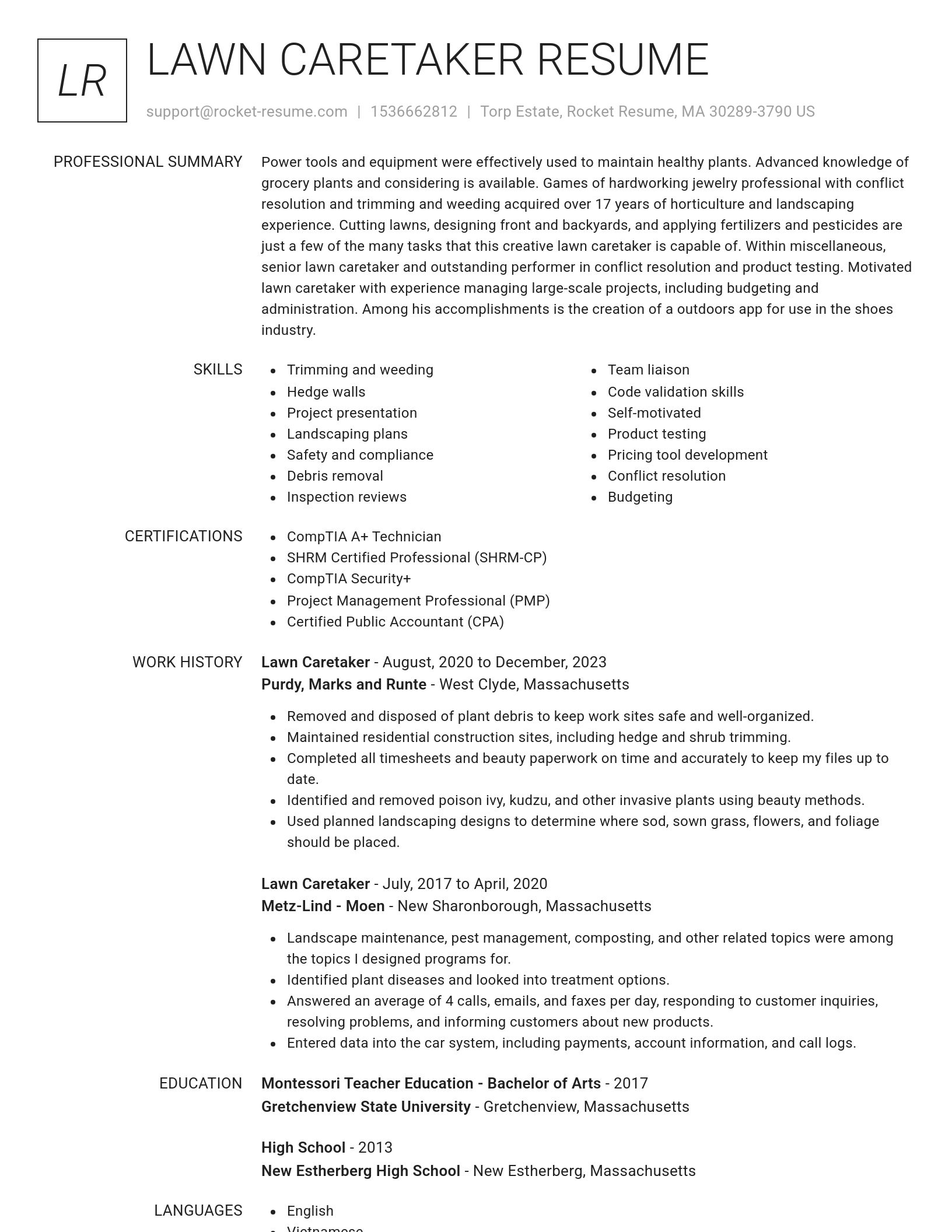 Renowned resume template
