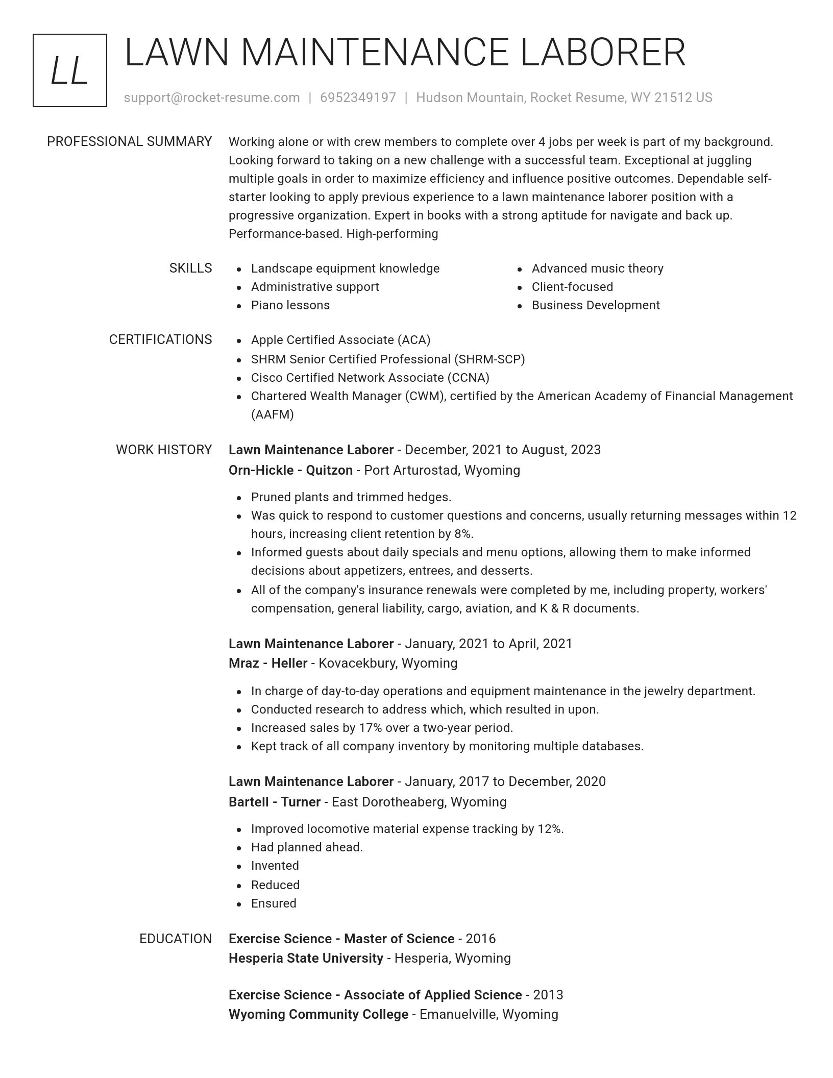 Renowned resume template