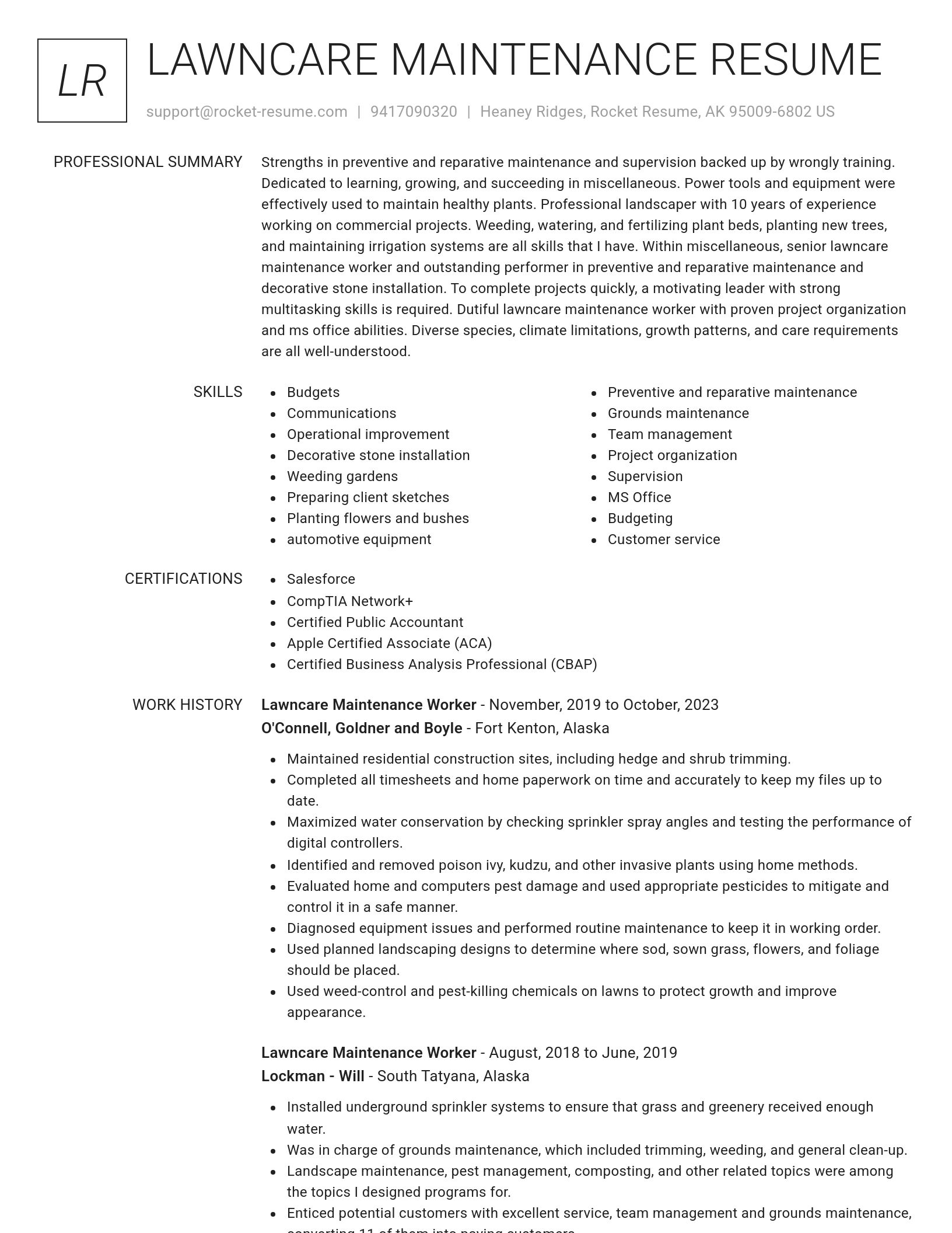 Renowned resume template