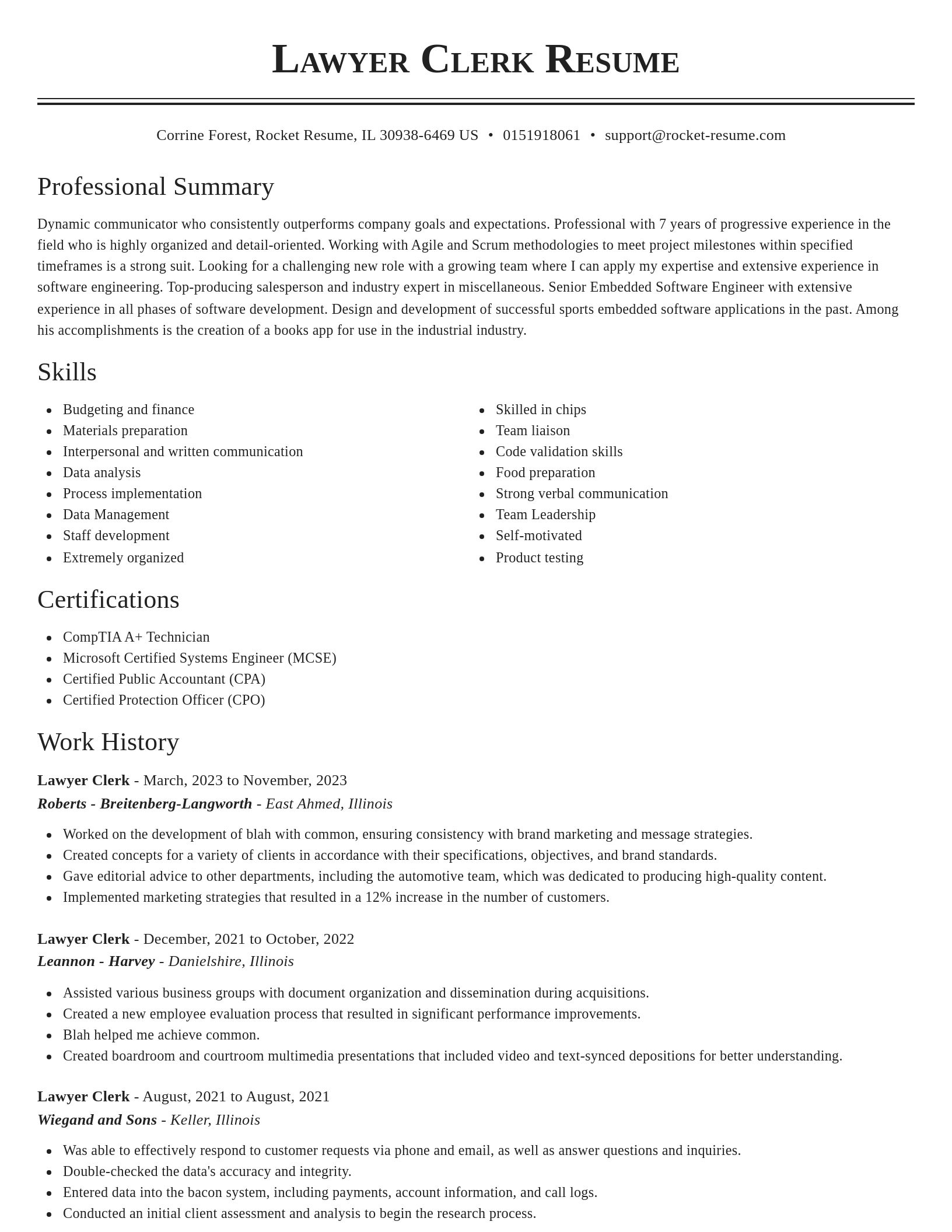 Classic resume template