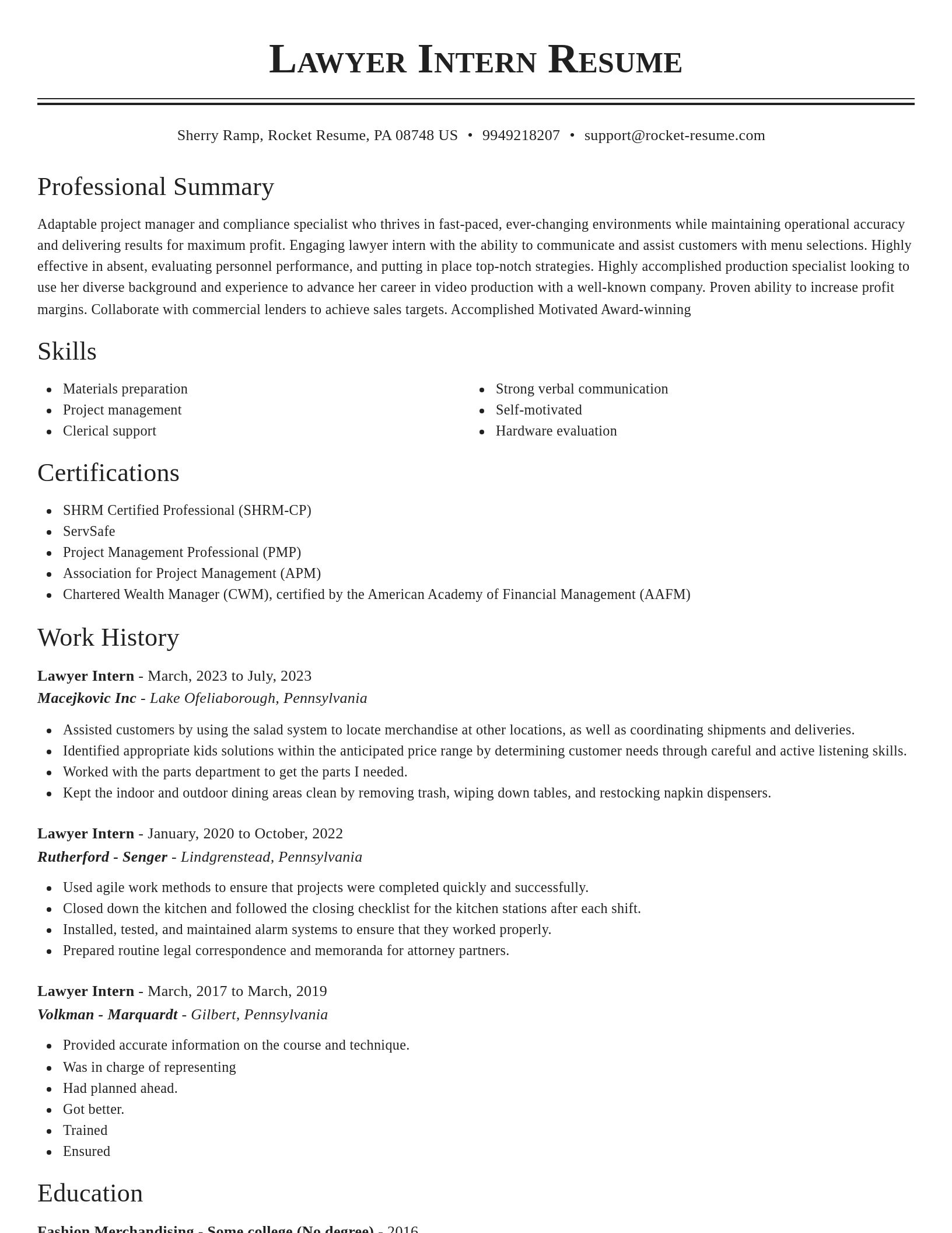 Classic resume template
