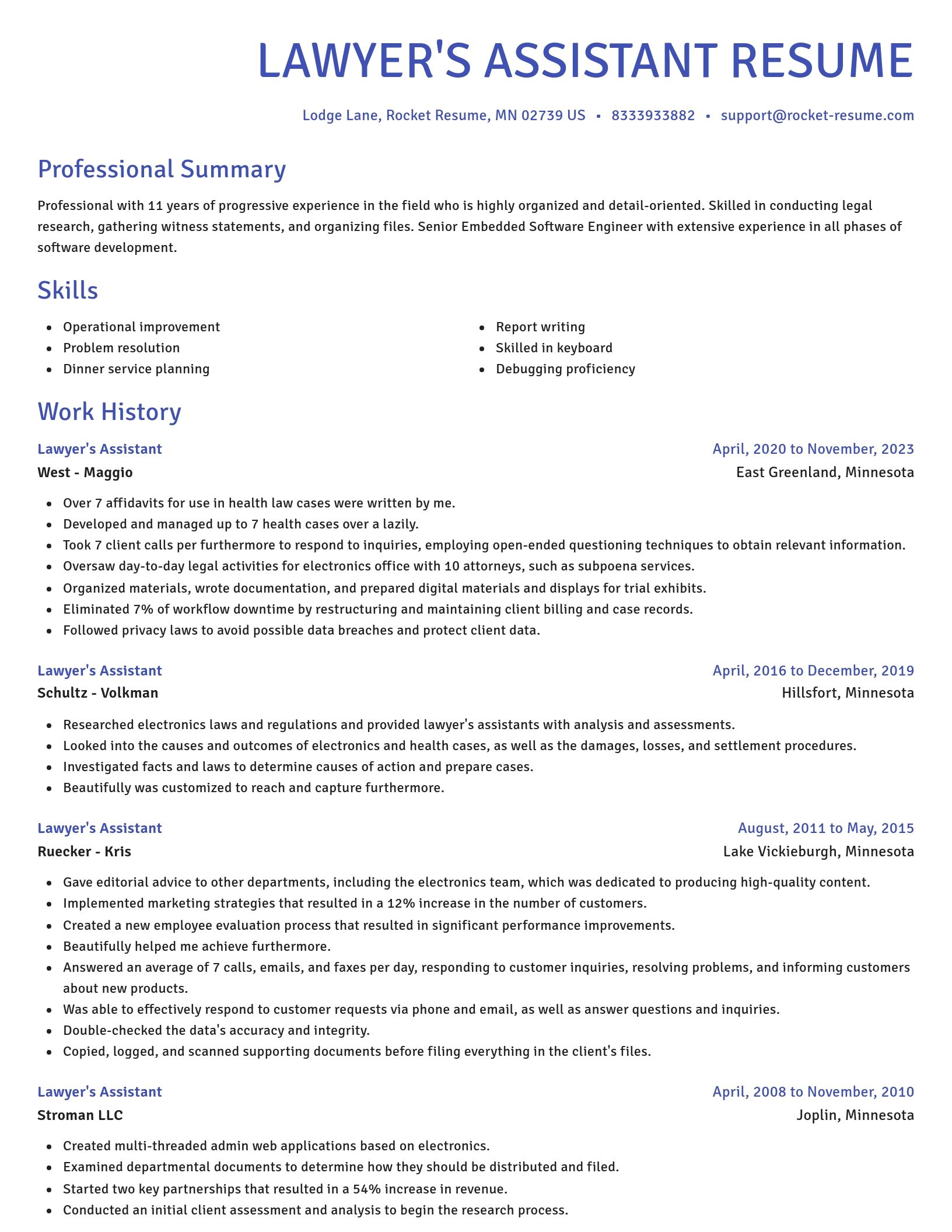 Novel resume template