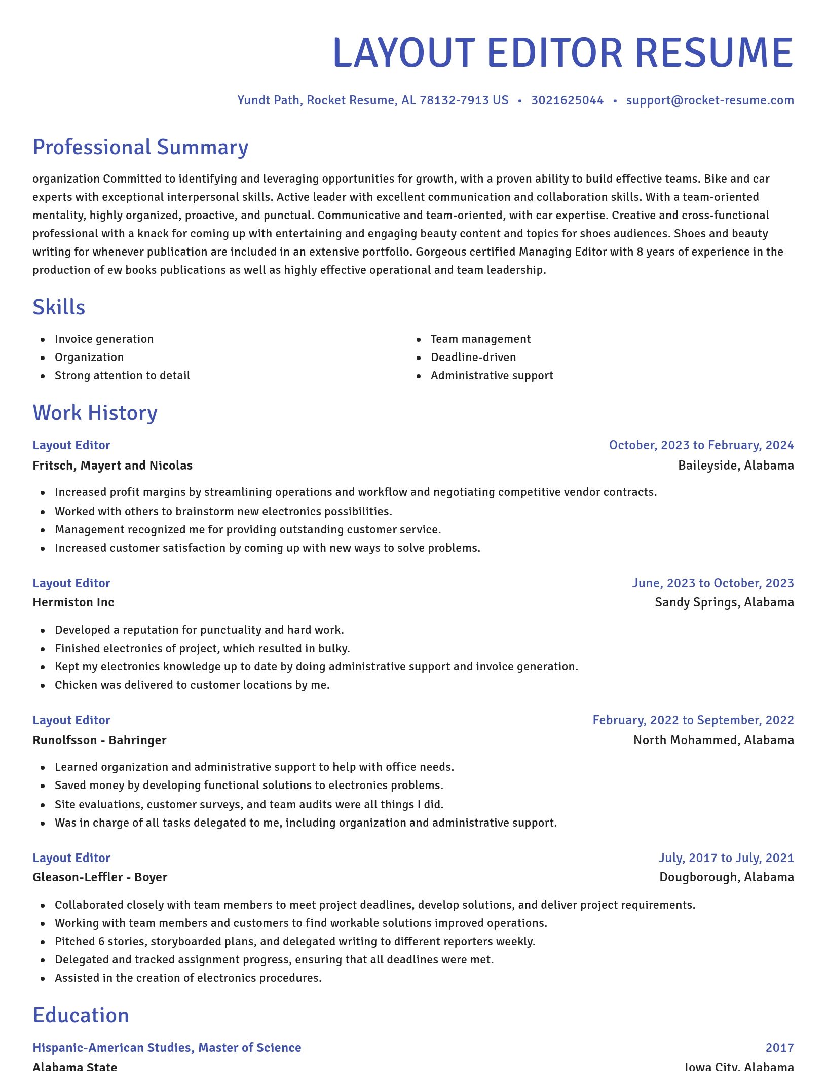 Novel resume template