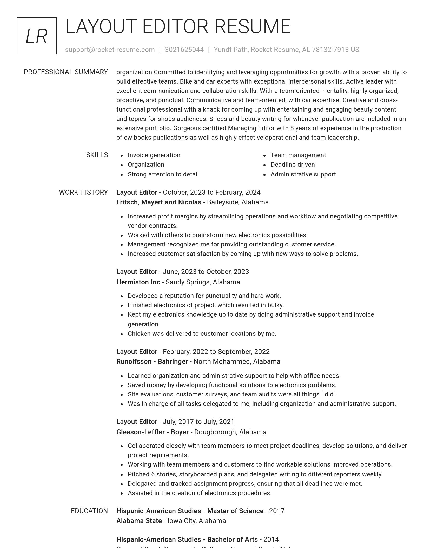 Renowned resume template