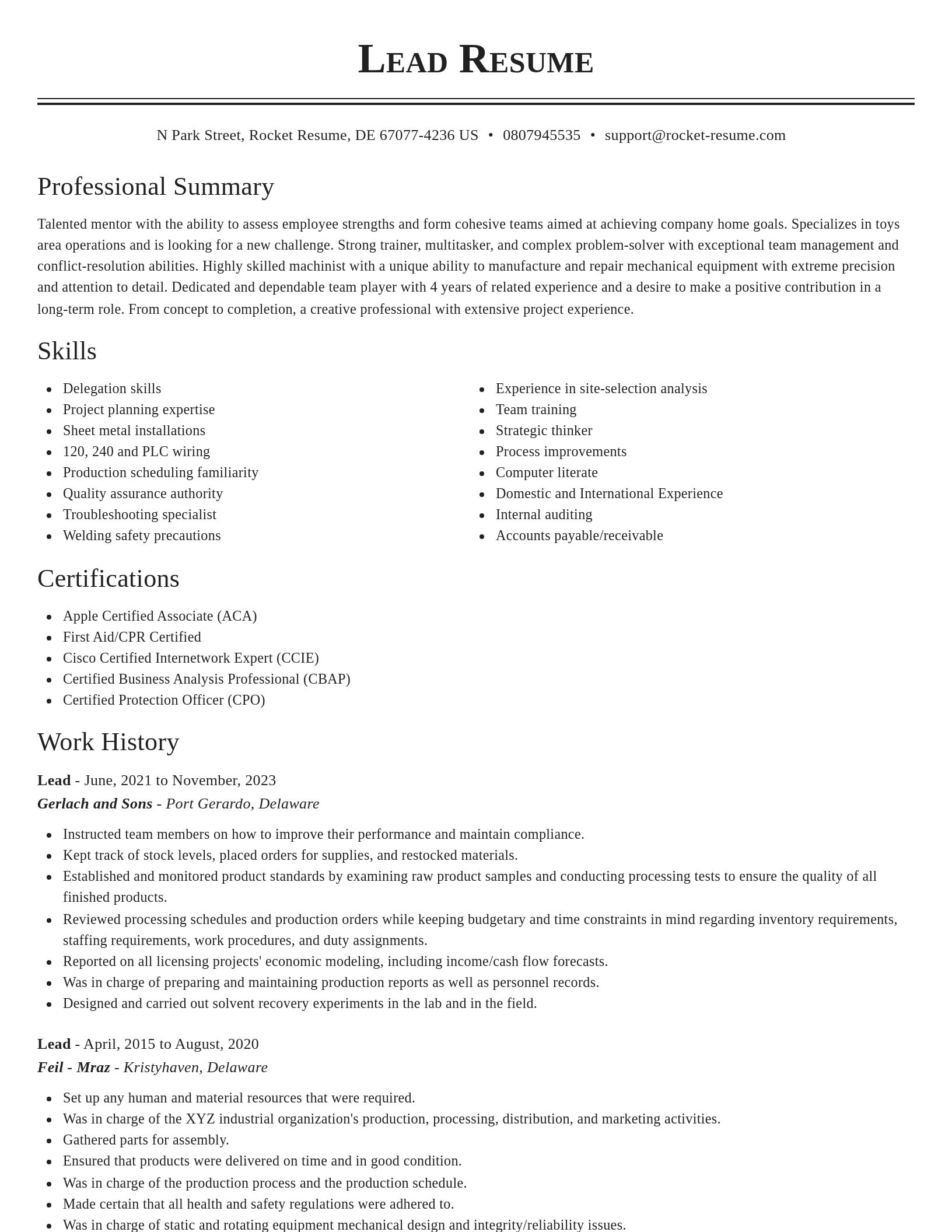 Classic resume template