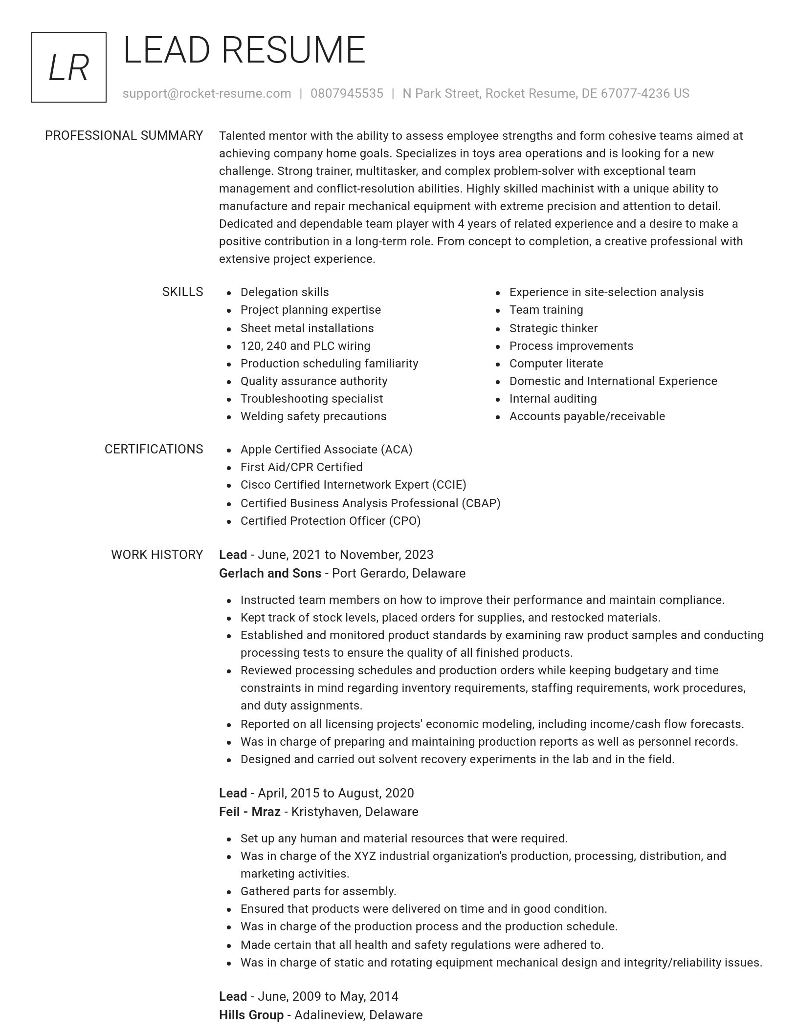 Renowned resume template