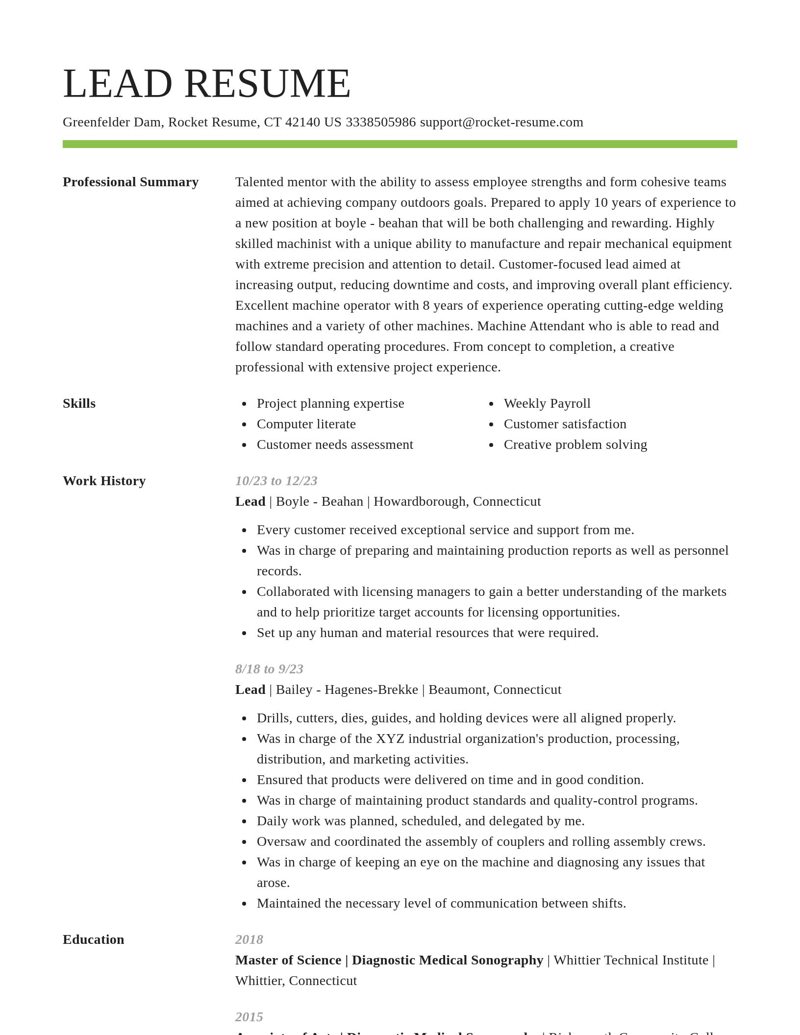 Smart resume template
