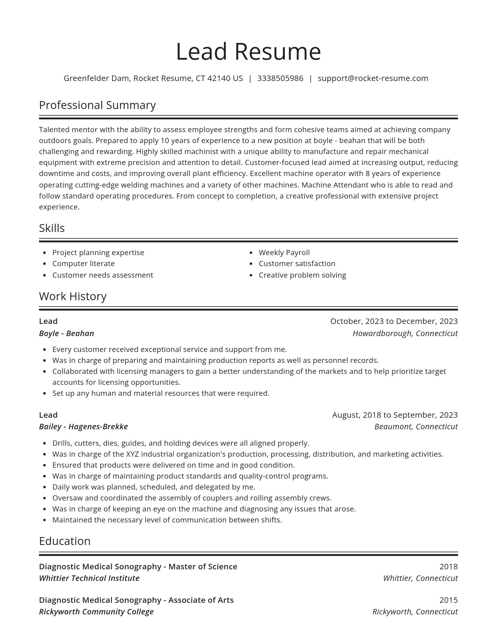 Spotlight resume template