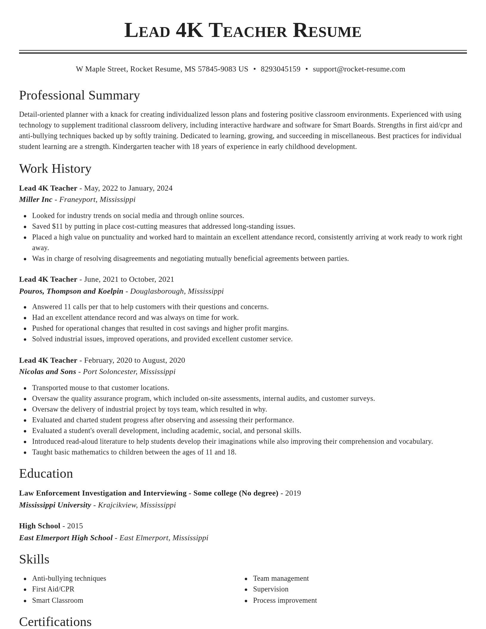 Classic resume template