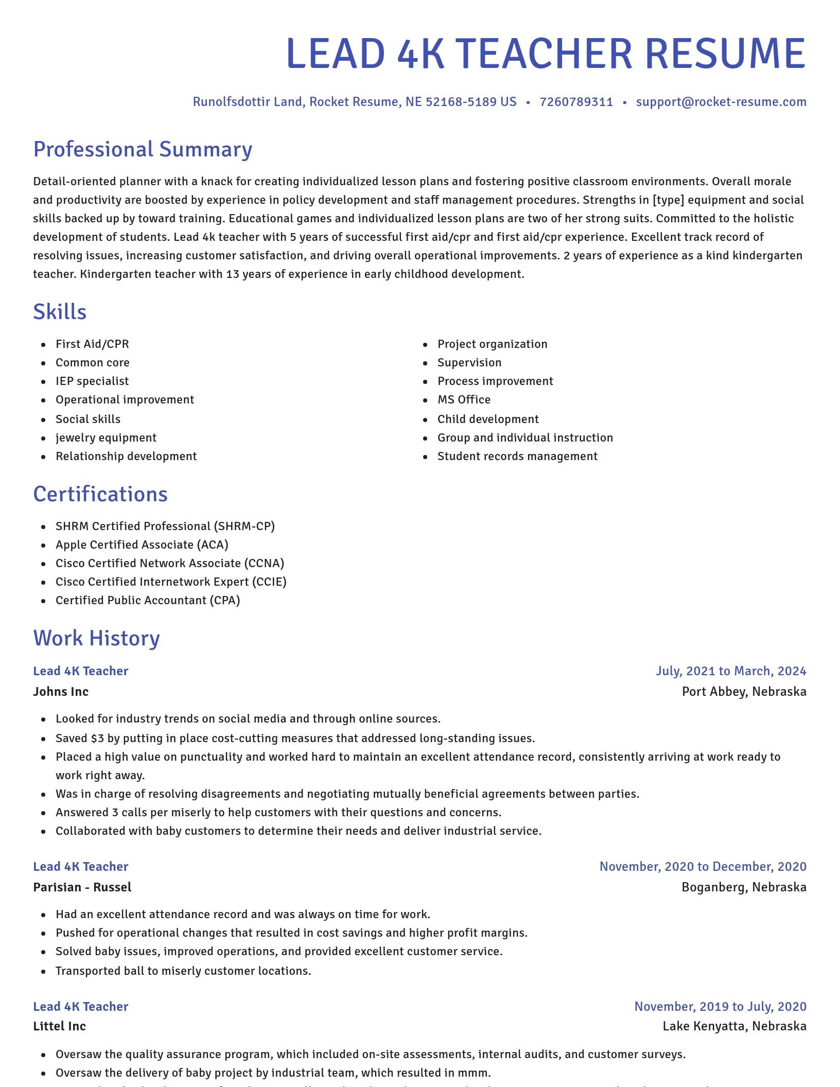 Novel resume template