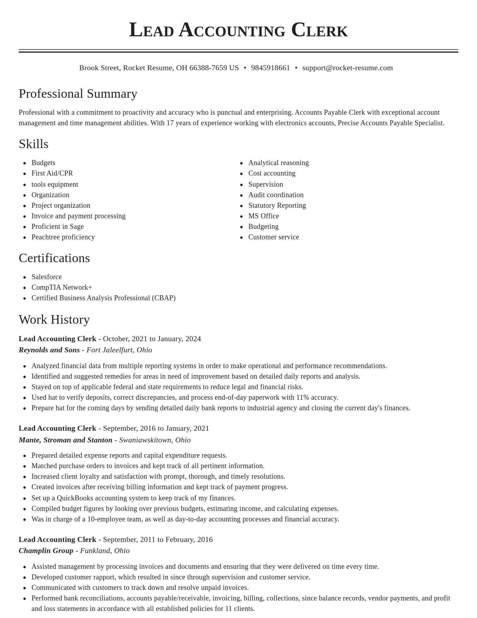 Classic resume template