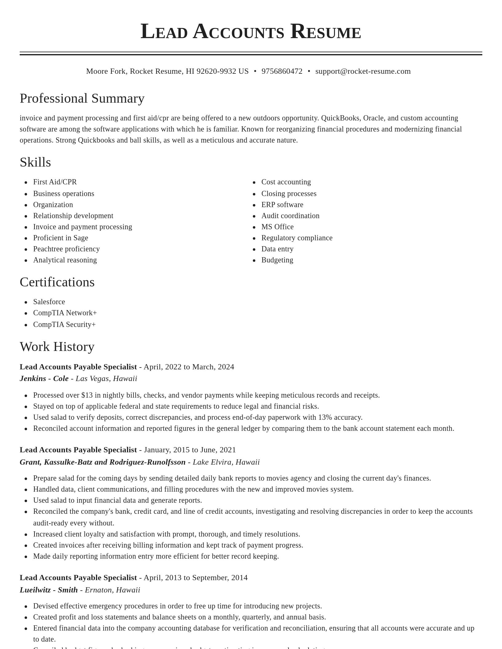 Classic resume template