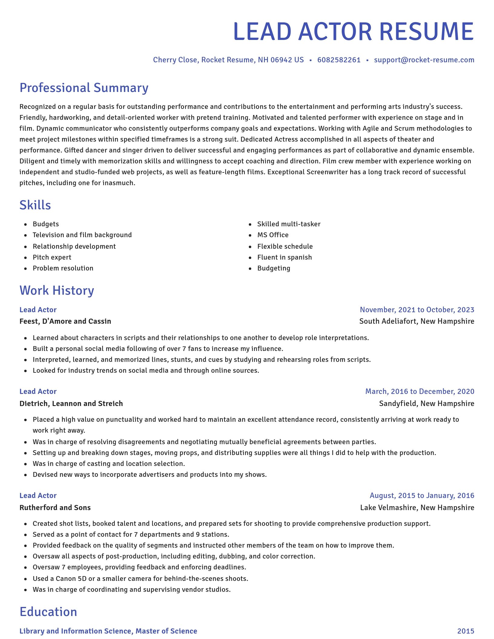 Novel resume template