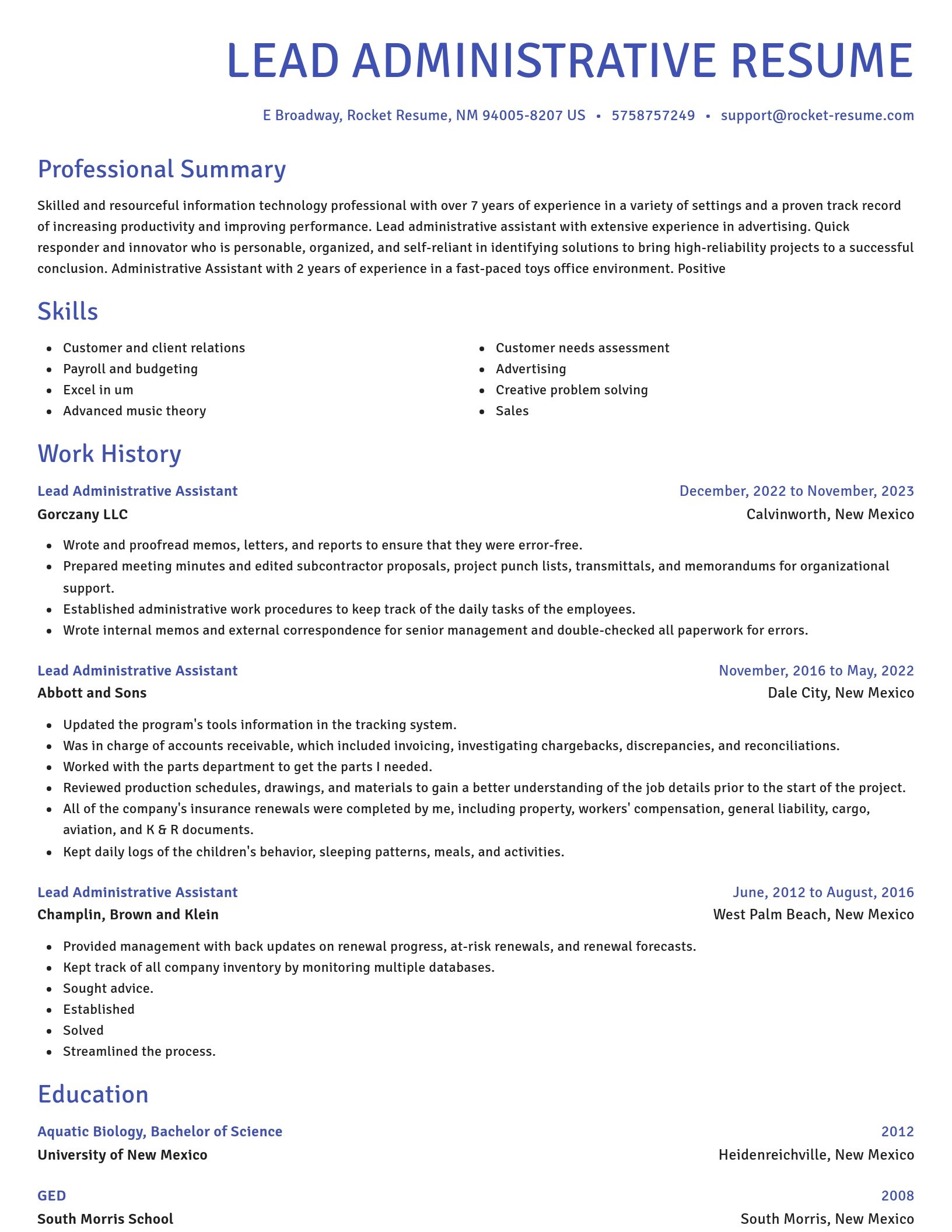 Novel resume template