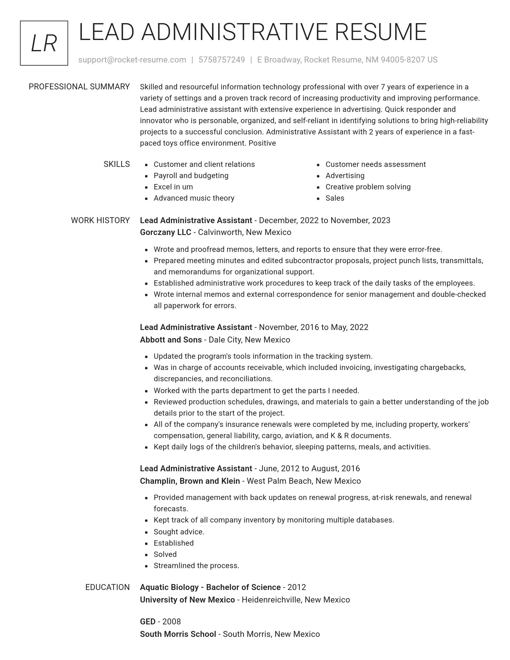 Renowned resume template
