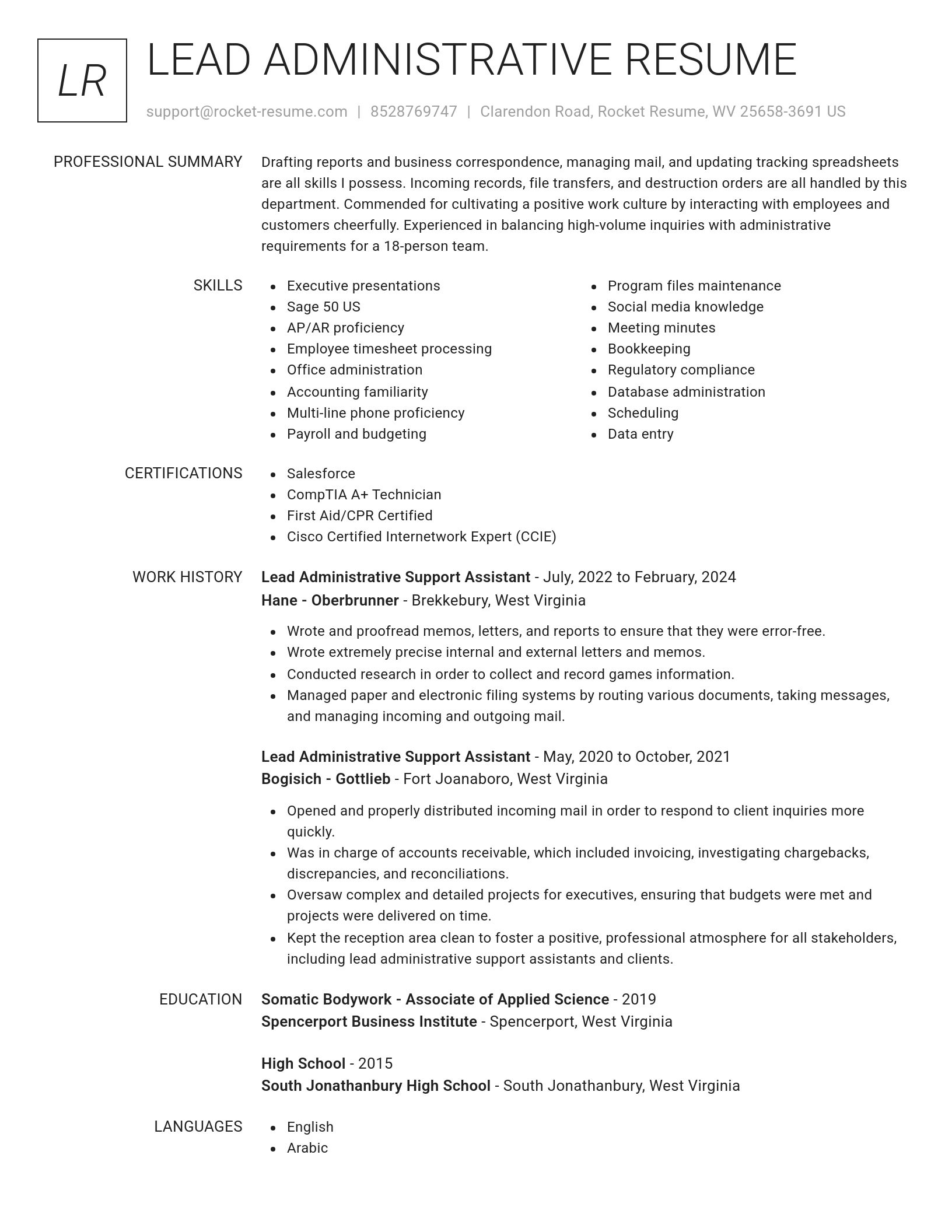 Renowned resume template