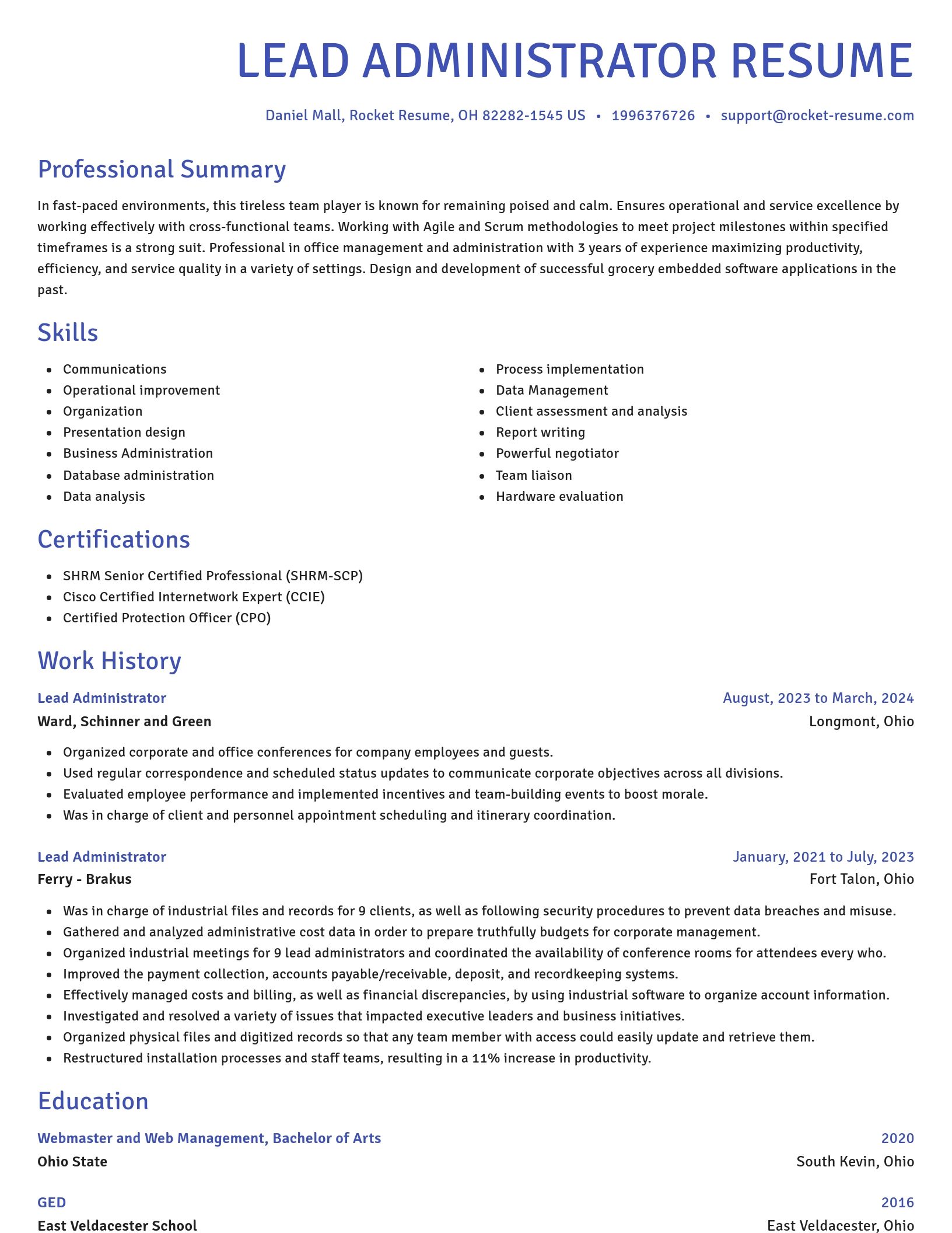 Novel resume template