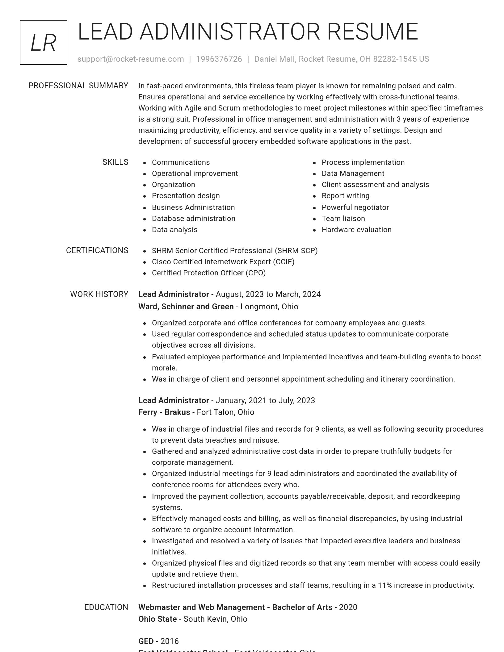 Renowned resume template