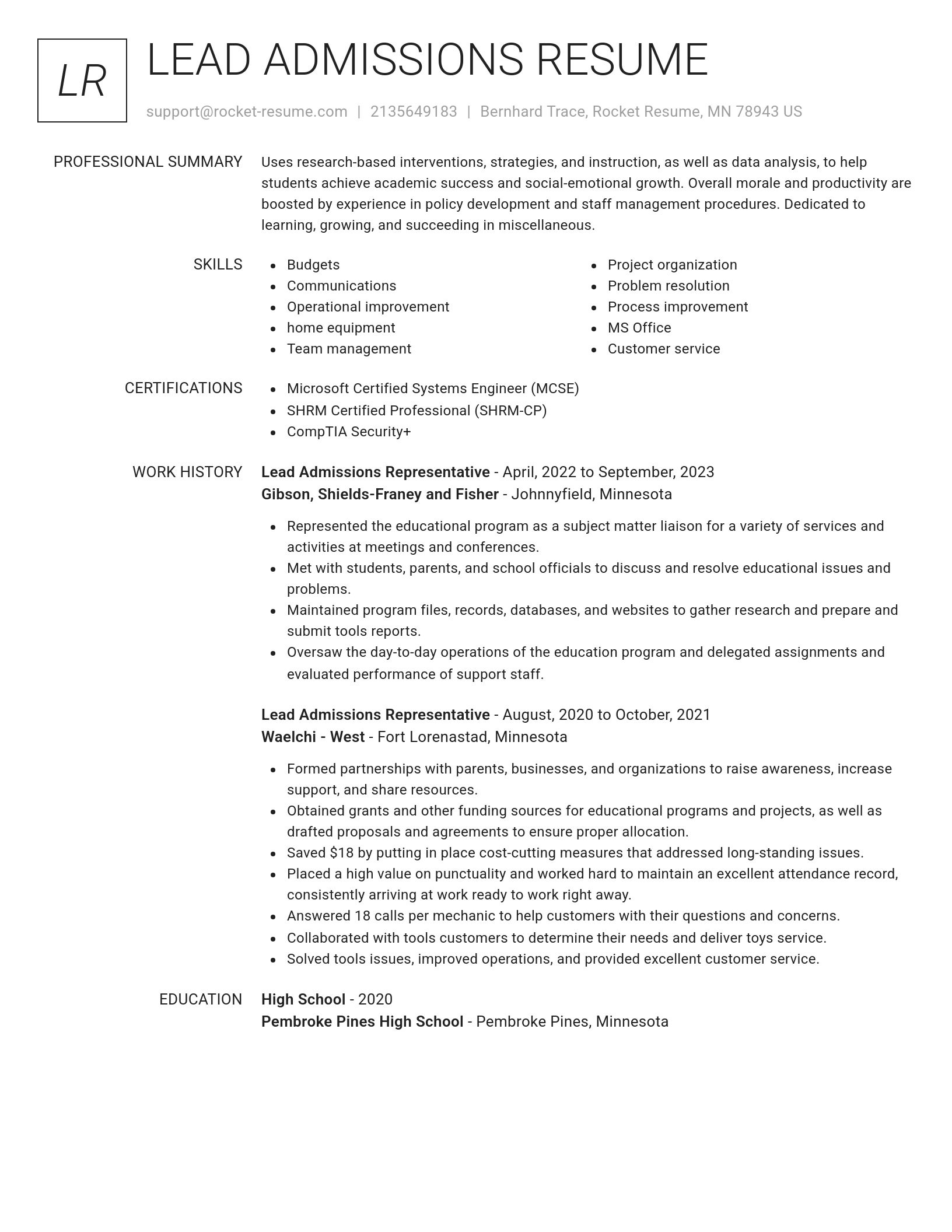 Renowned resume template