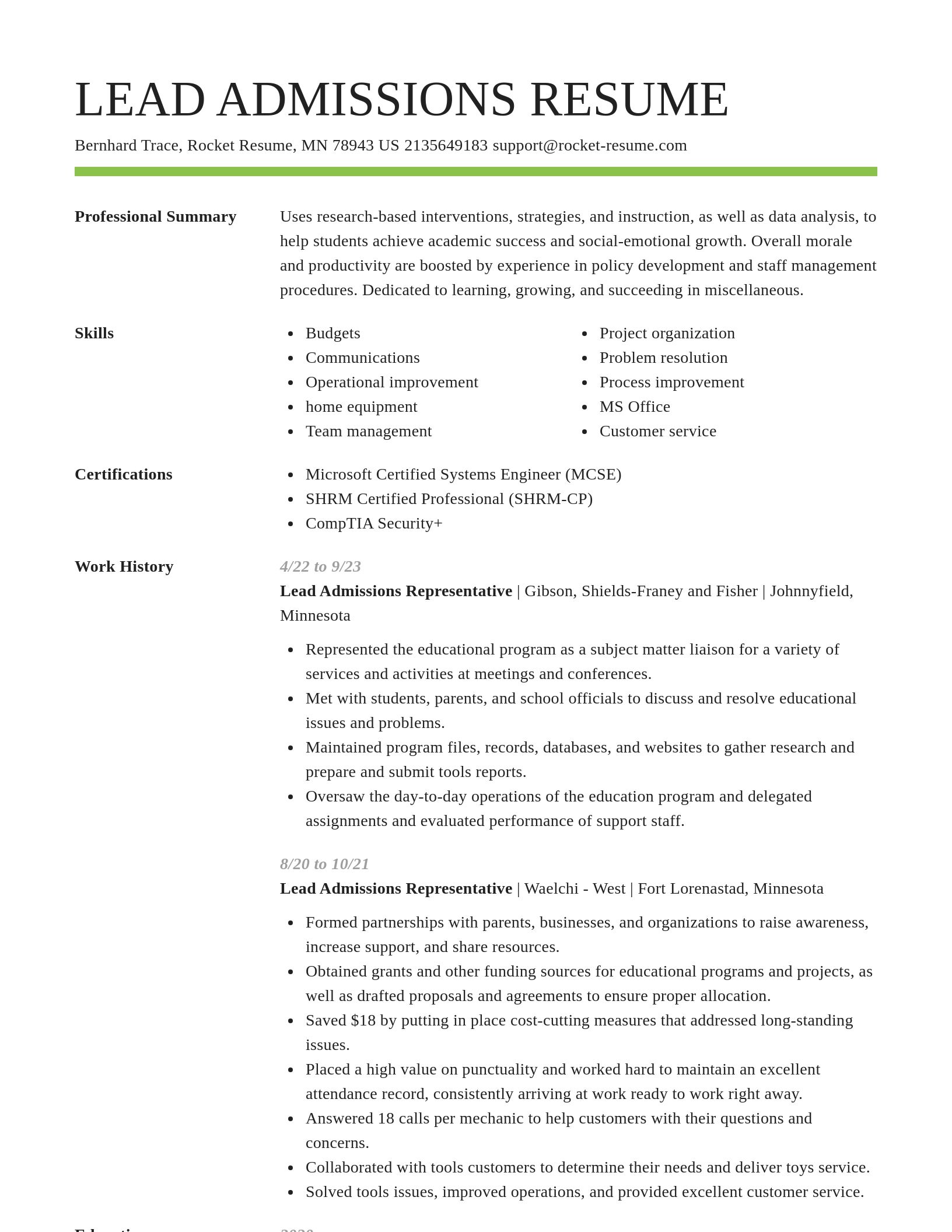 Smart resume template