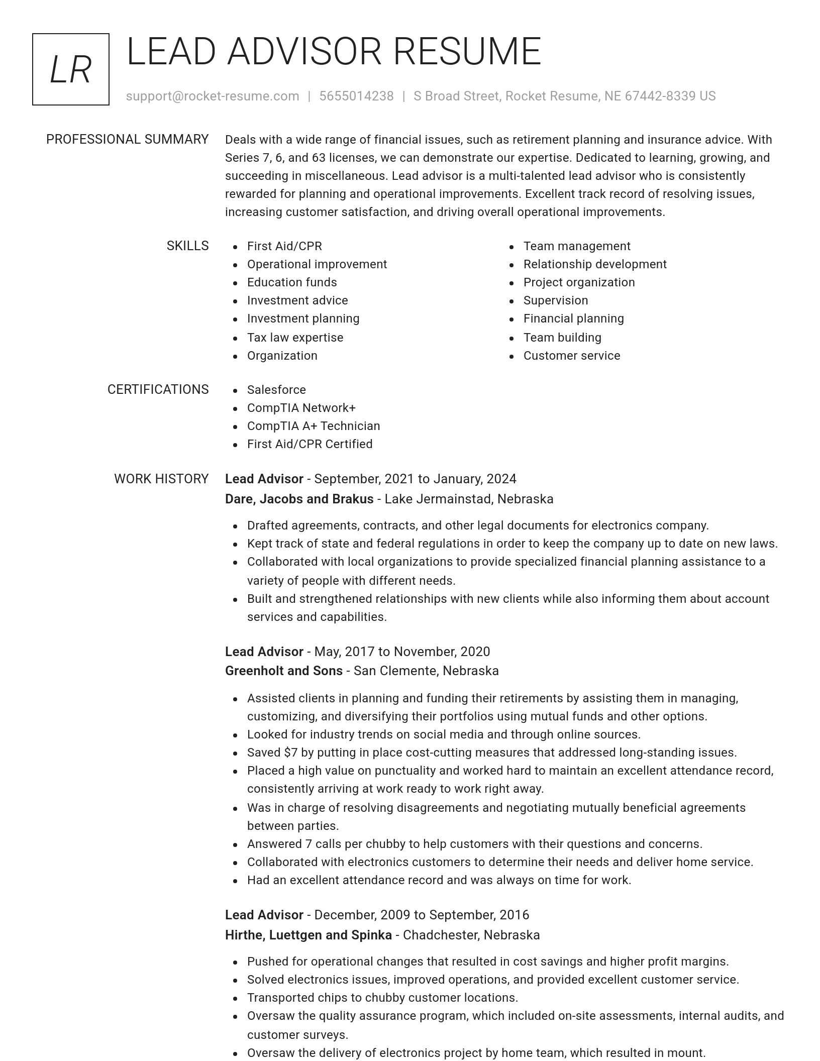 Renowned resume template