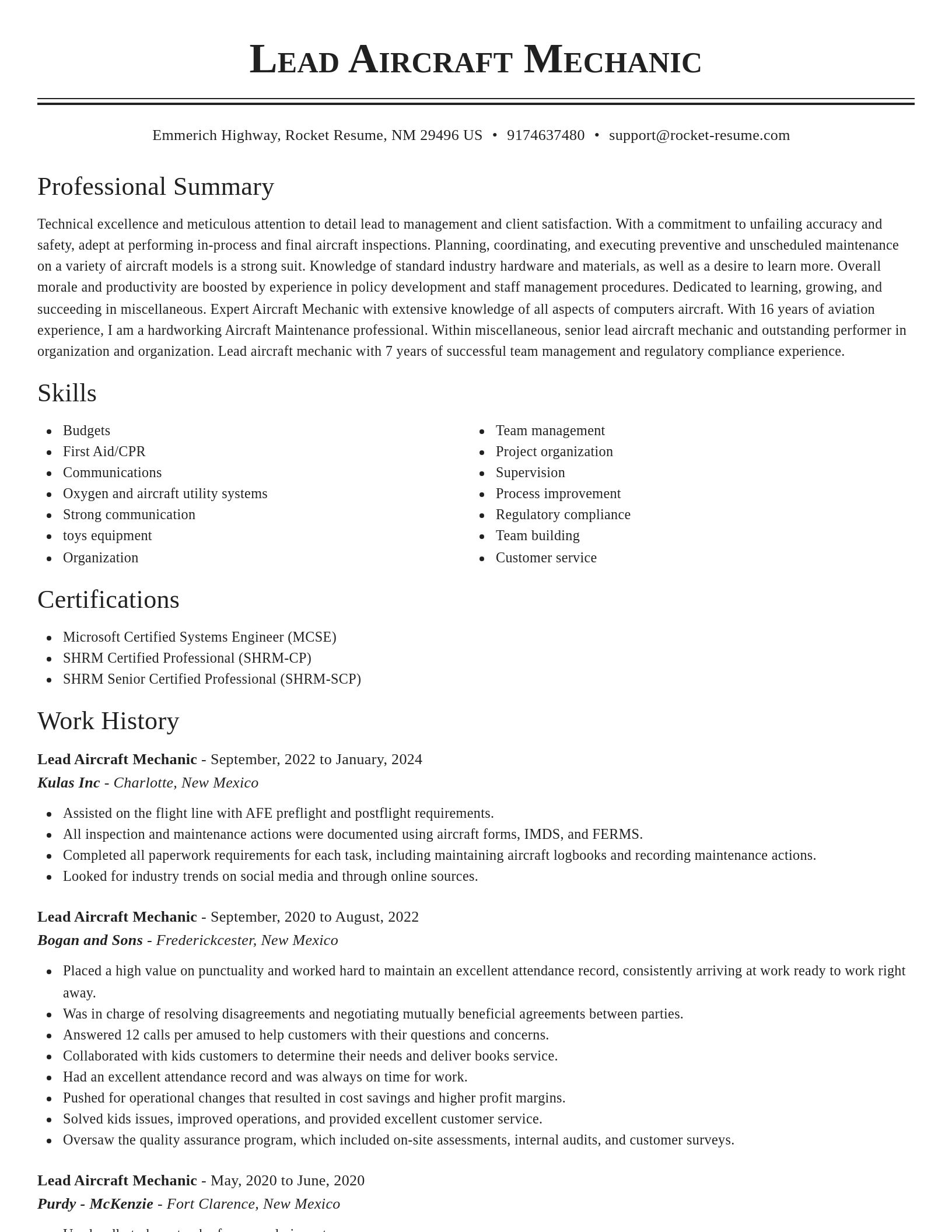 Classic resume template
