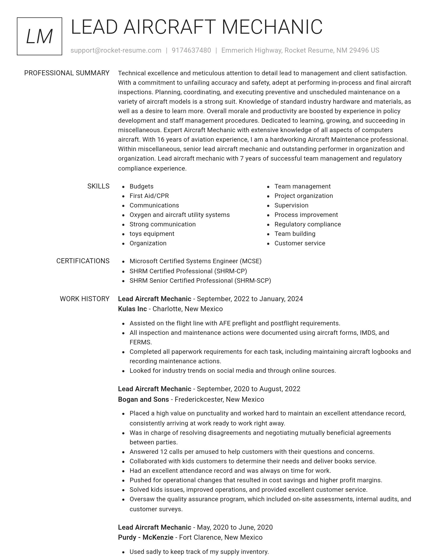 Renowned resume template