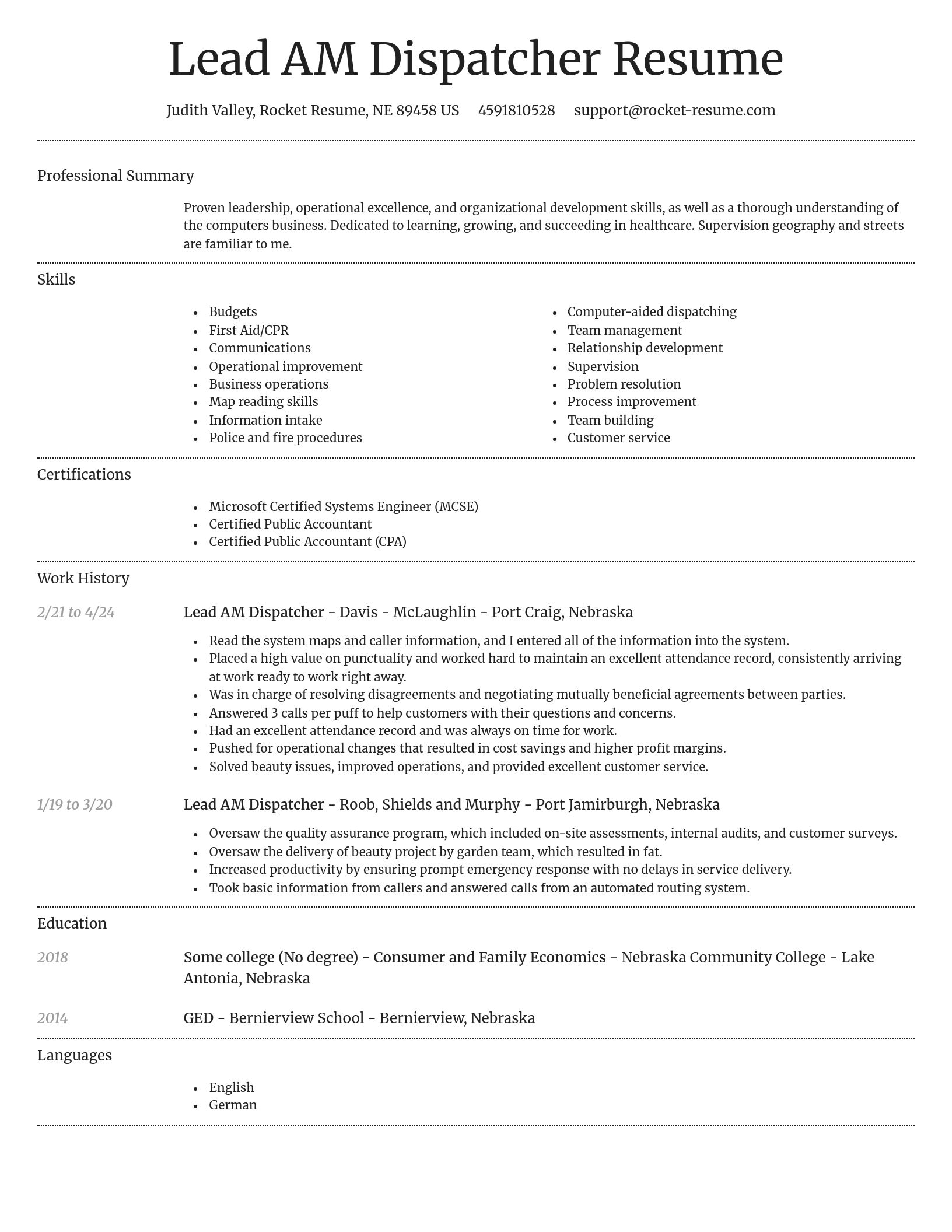 Dignified resume template