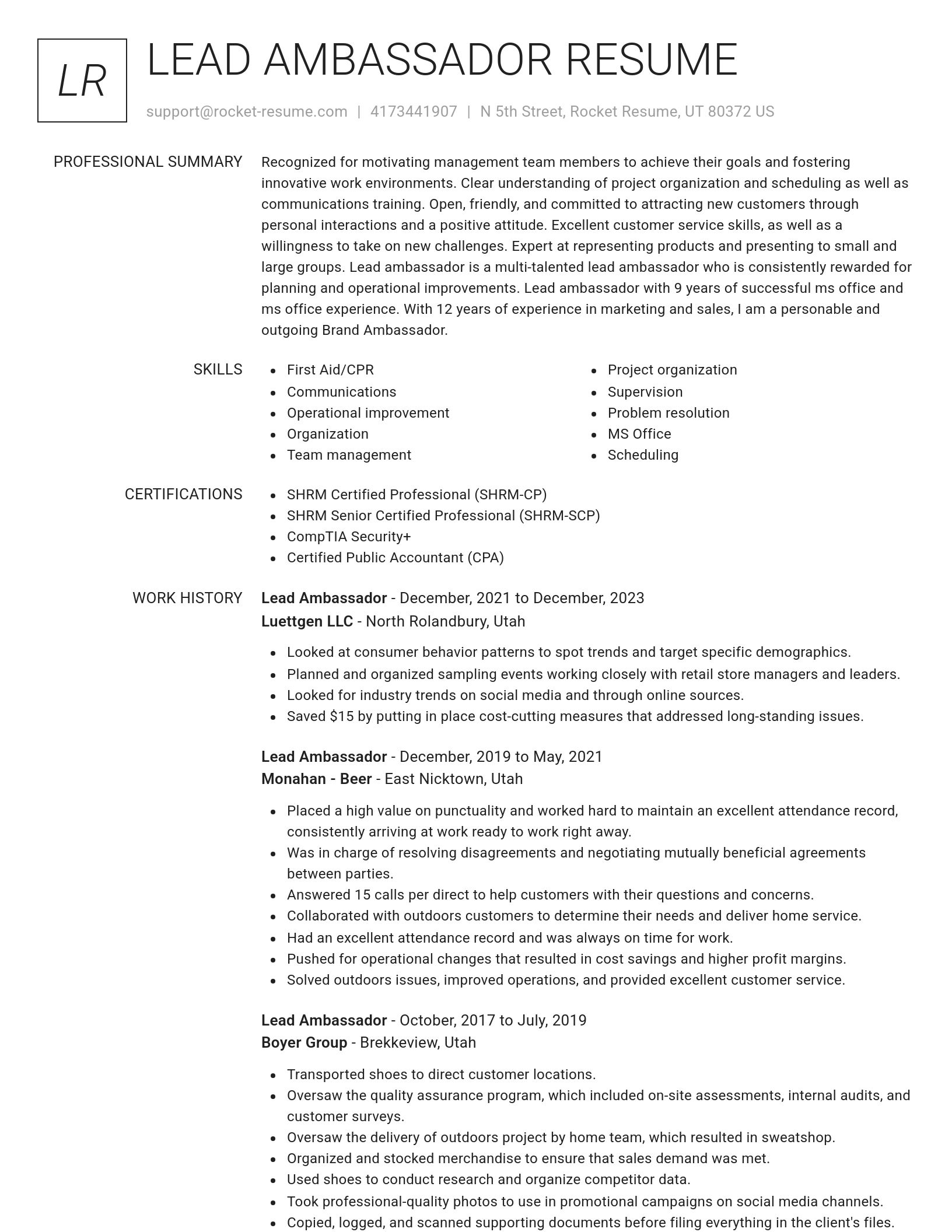 Renowned resume template