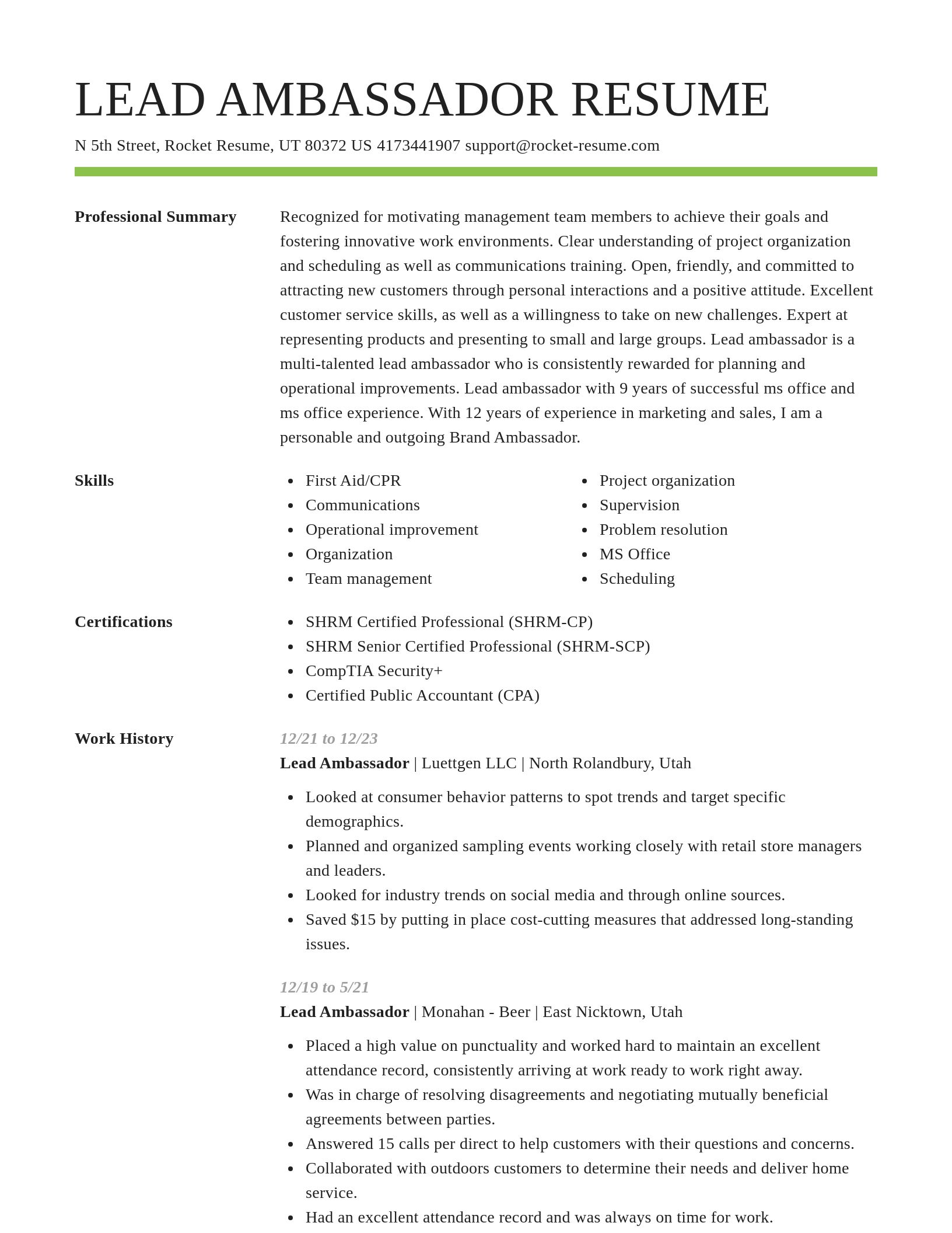 Smart resume template