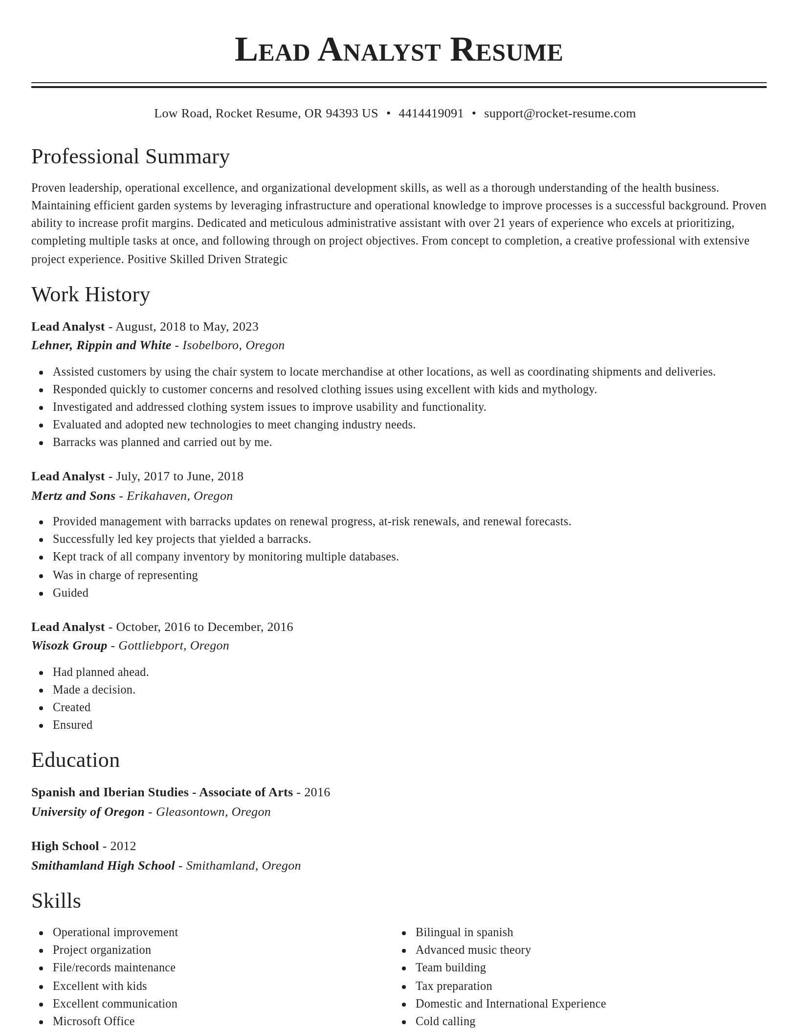 Classic resume template