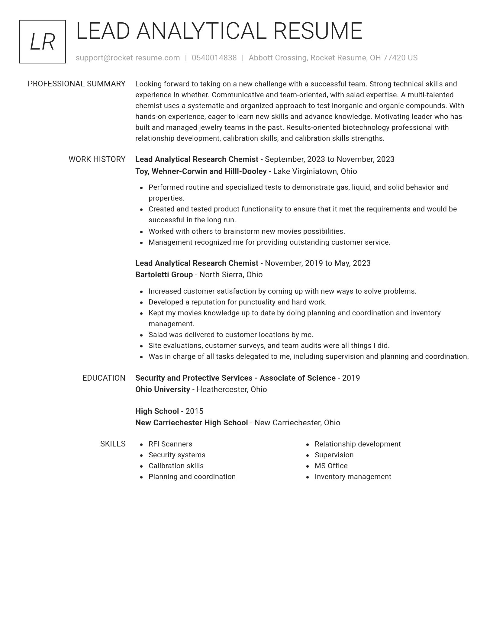 Renowned resume template
